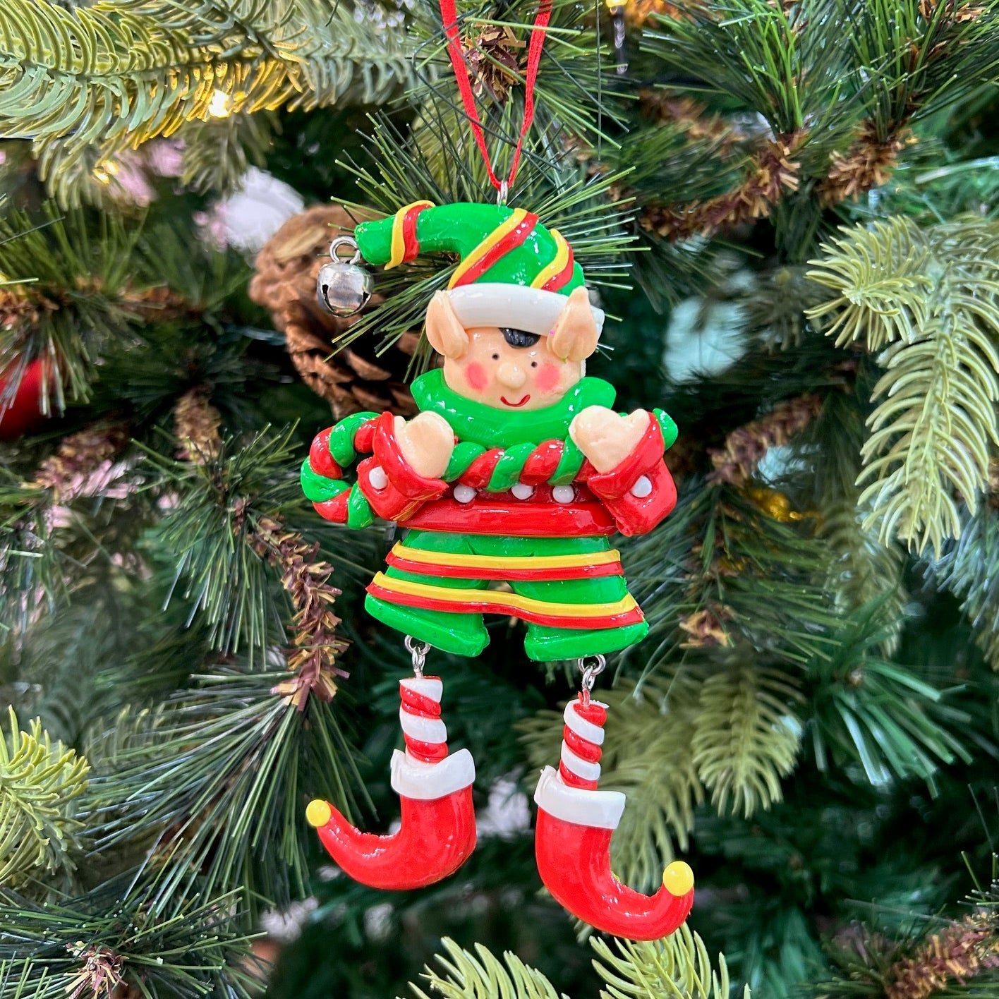 Elves With Dangling Legs Ornament (Set of 2)