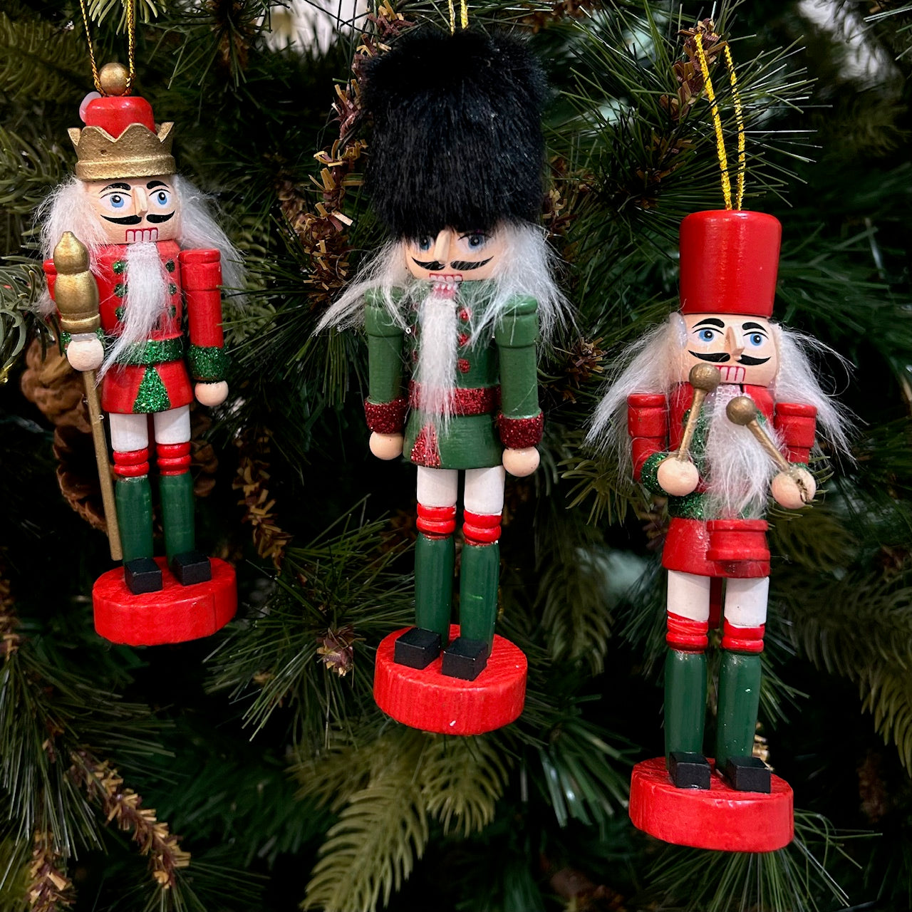 Glitter Nutcracker Ornaments (Set of 3)