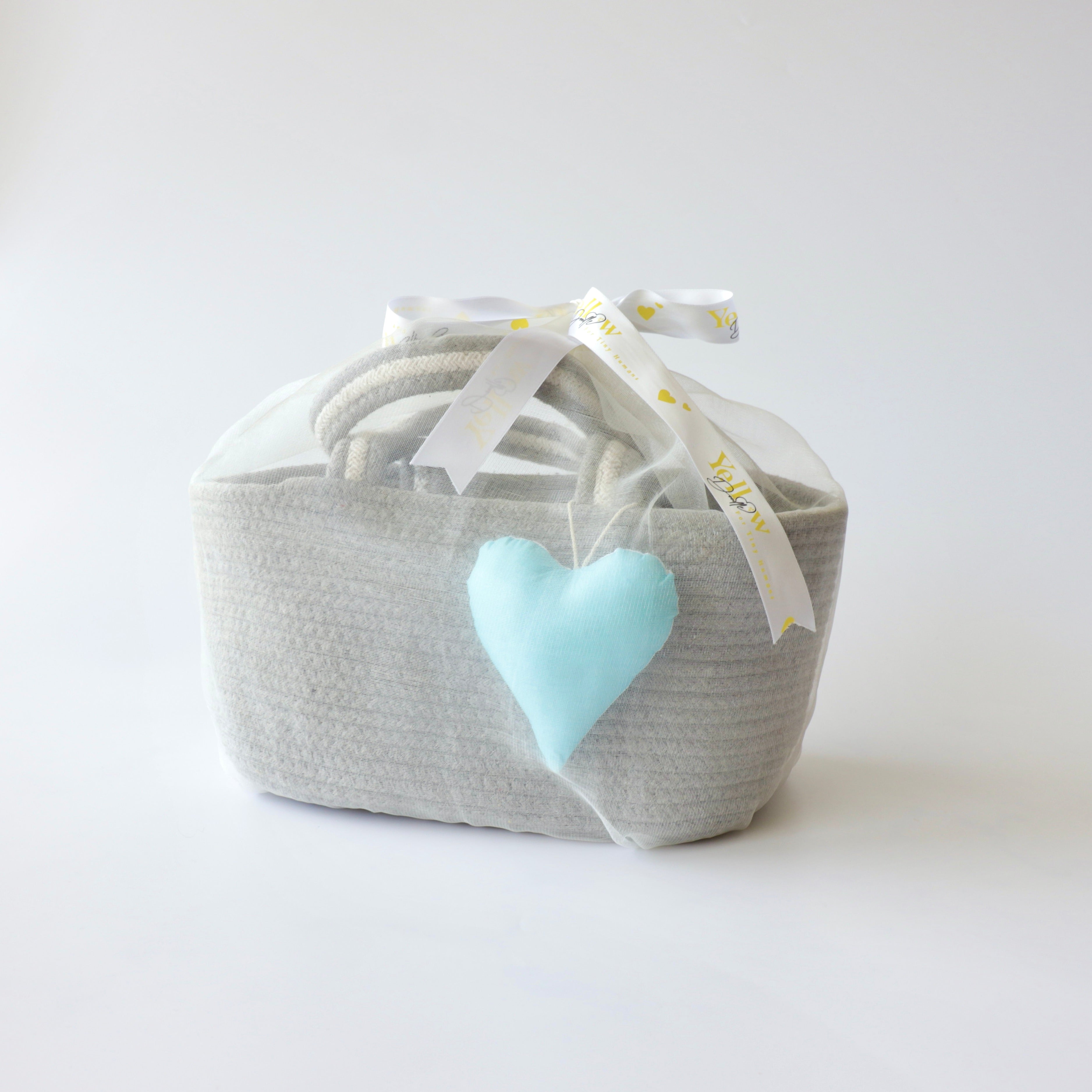 Multipurpose Storage & Gift Basket - Grey (Blue Heart)