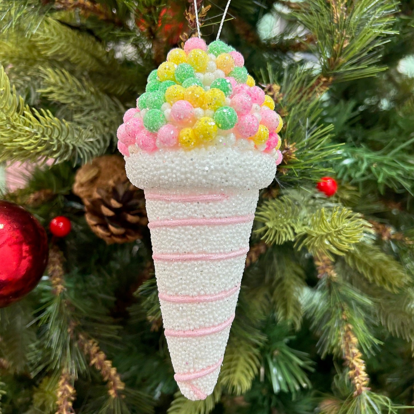 Colorful Sprinkle Swirl IceCream Ornament