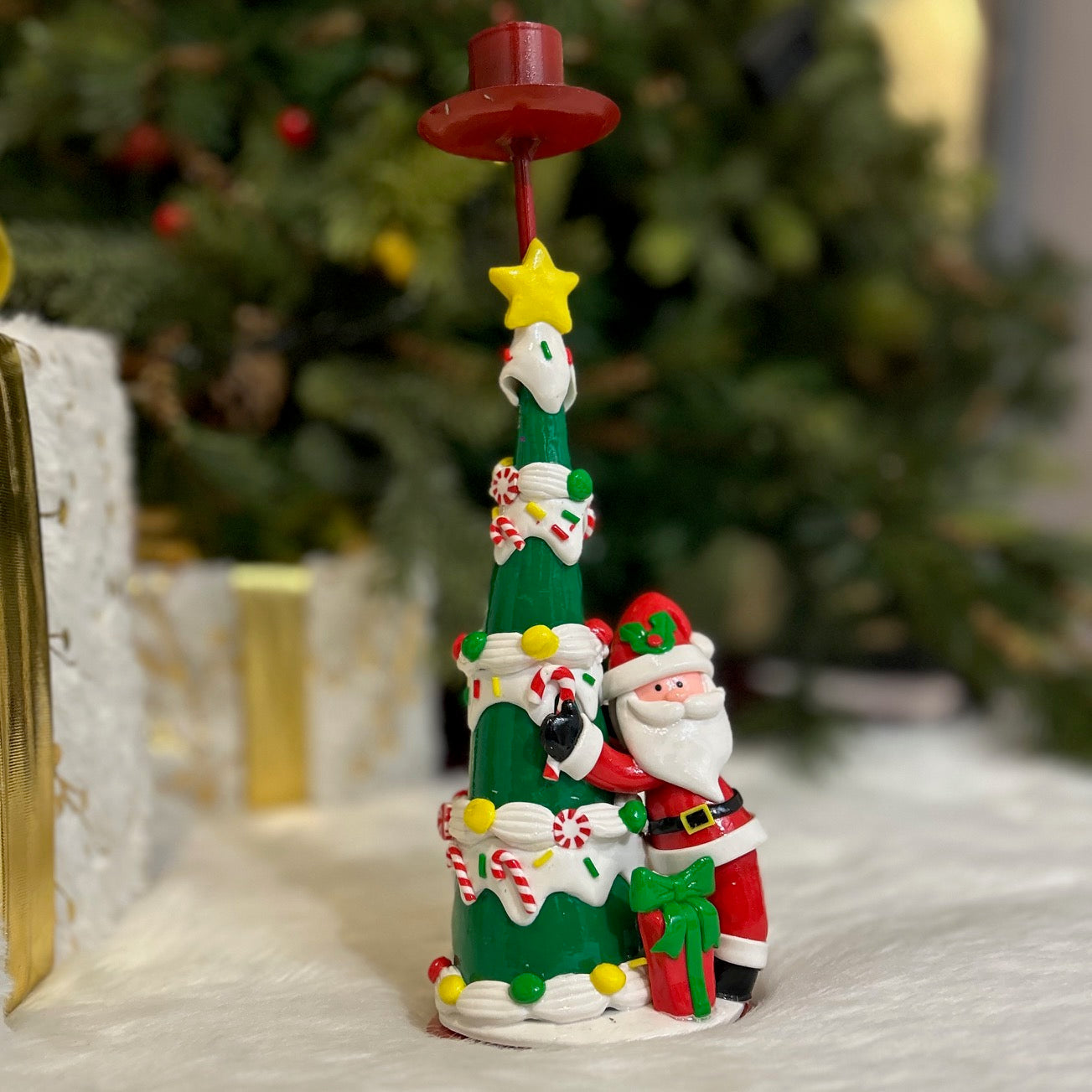 Festive Christmas Tree Candle Stand (Santa)