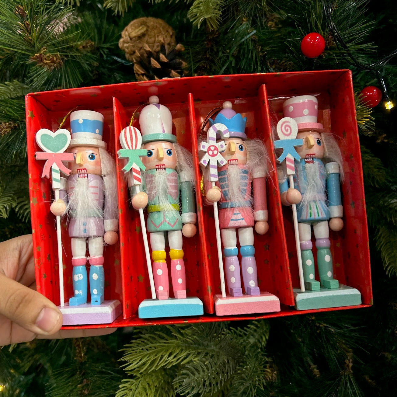 Blushy Nutcracker Ornaments (Set of 4)