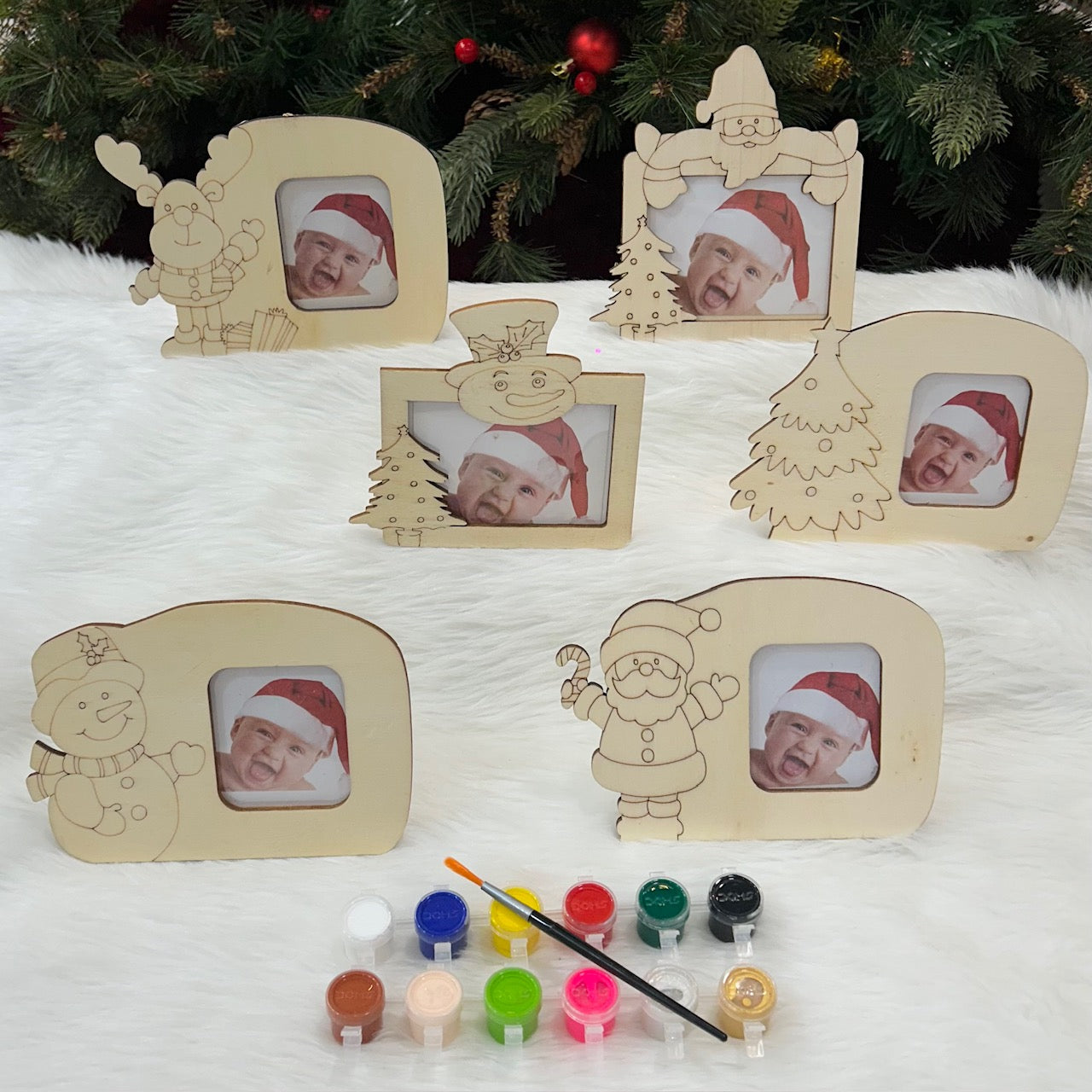 Wooden DIY Photoframe With Paints (Set of 6)