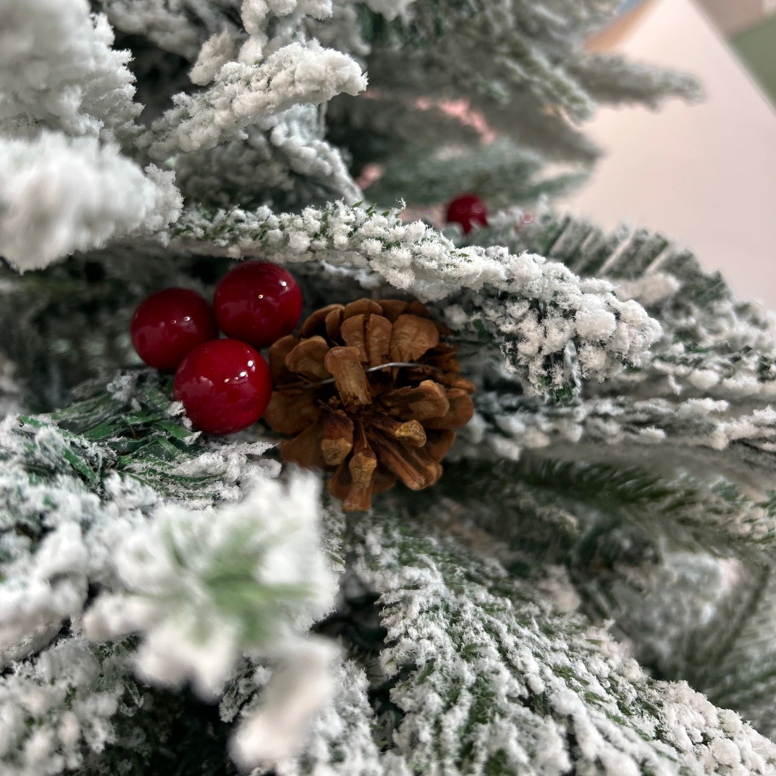 7 ft Alaskan Spruce with Cherry Pine Dense Christmas Tree With Removable Cherries & Pine Cones