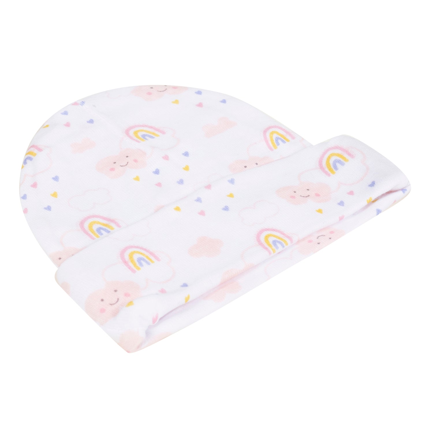 Baby Moo Rainbow Unicorn Infants Ultra Soft 100% Cotton All Season Pack of 5 Caps - Pink