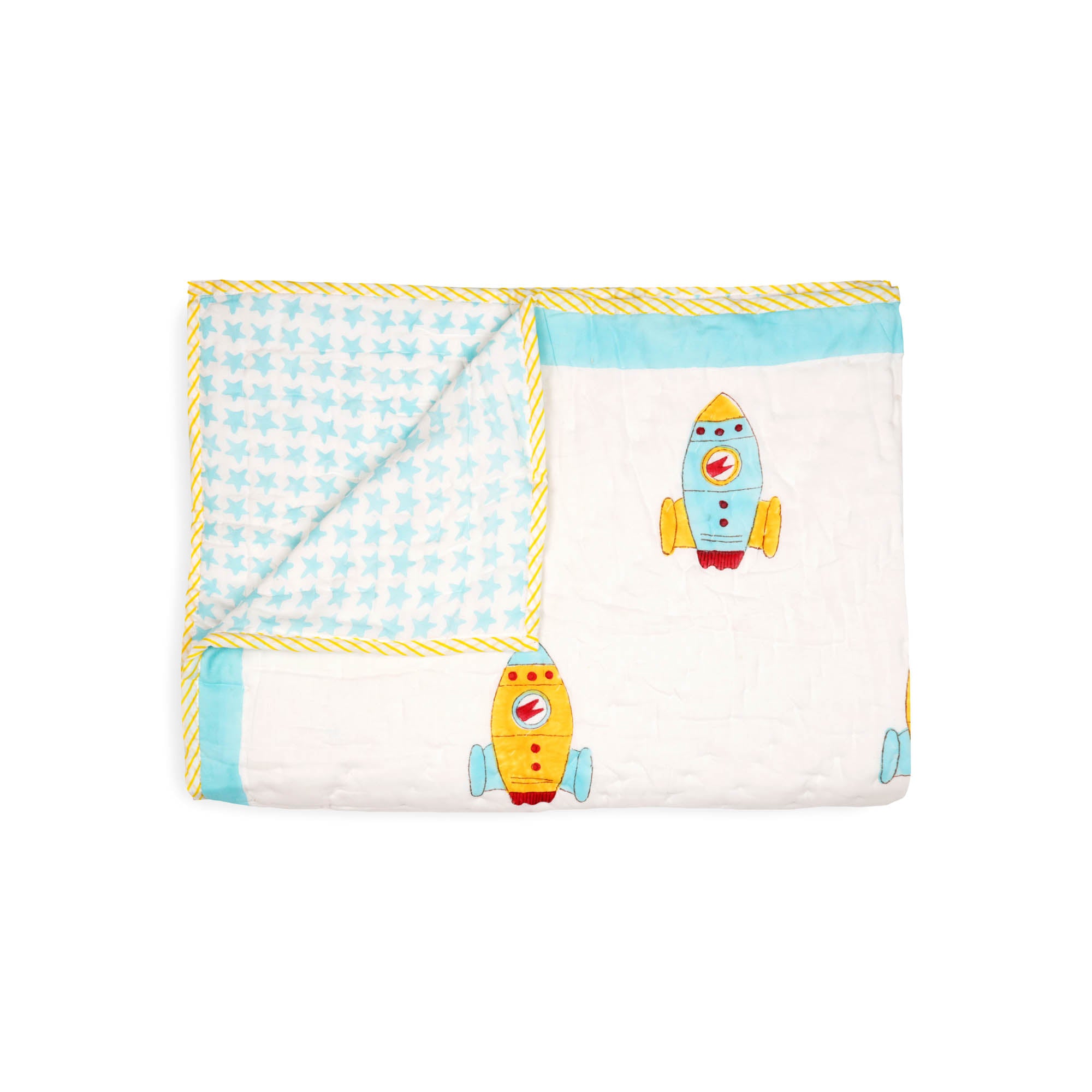 Kicks & Crawl - Sky Rocket Quilted Thick Blanket