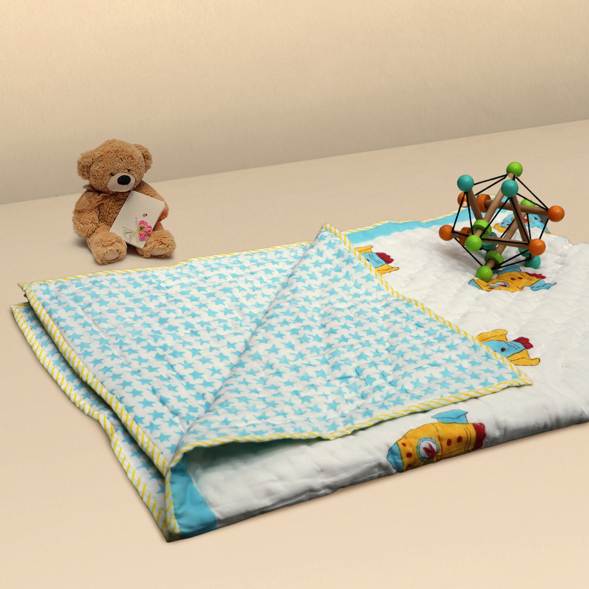 Kicks & Crawl - Sky Rocket Quilted Thick Blanket