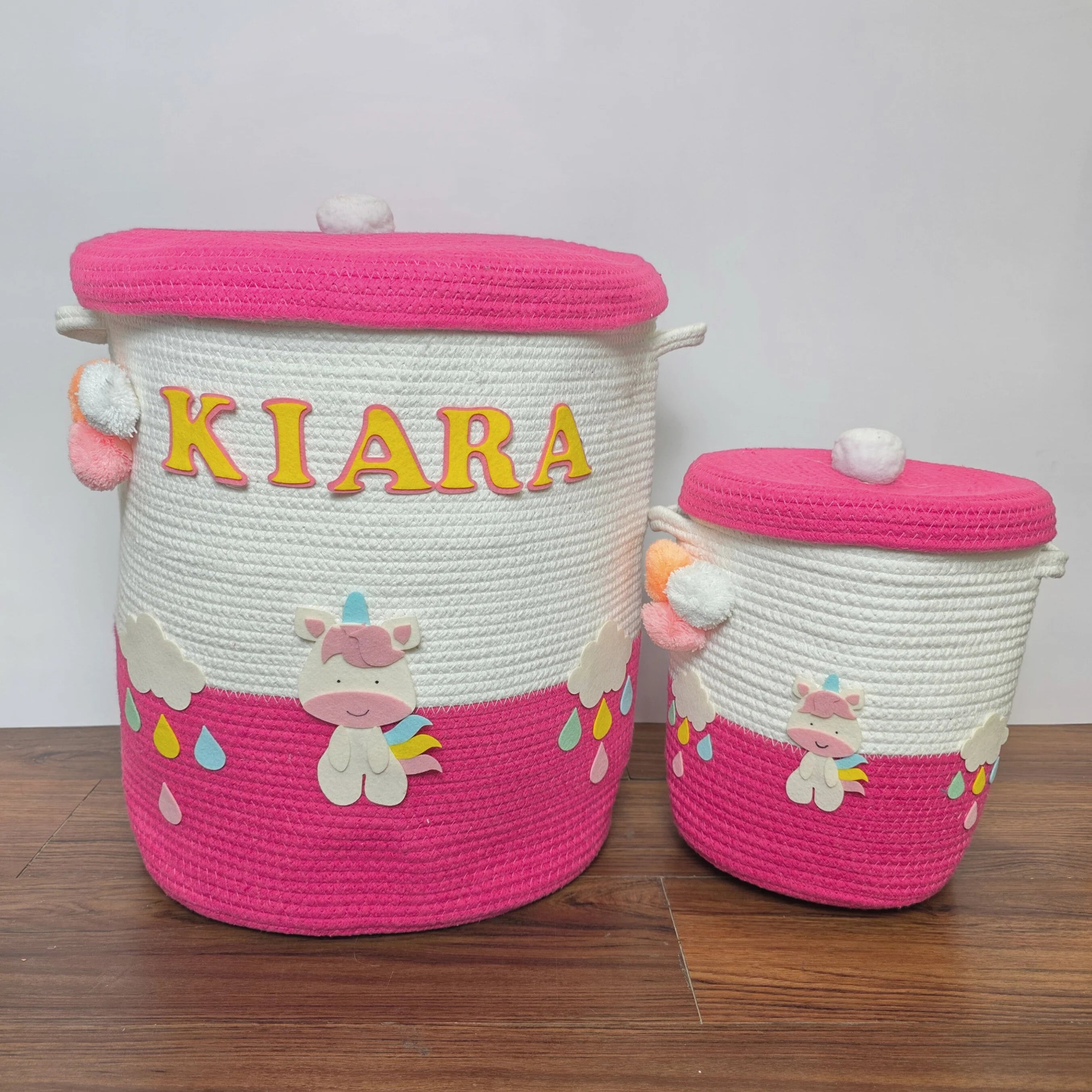 Jute Cotton Storage Basket  with Lid