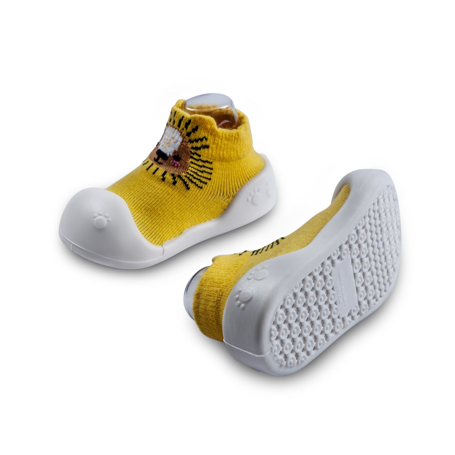 Newborn Anti-Skid Rubber Sole Slip-On Shoes Lion - Yellow - Baby Moo