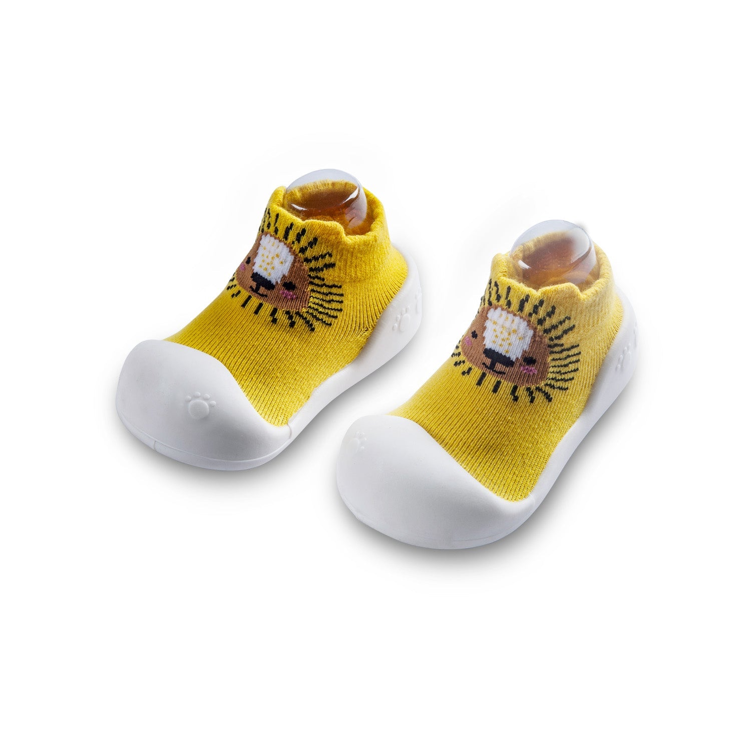 Newborn Anti-Skid Rubber Sole Slip-On Shoes Lion - Yellow - Baby Moo