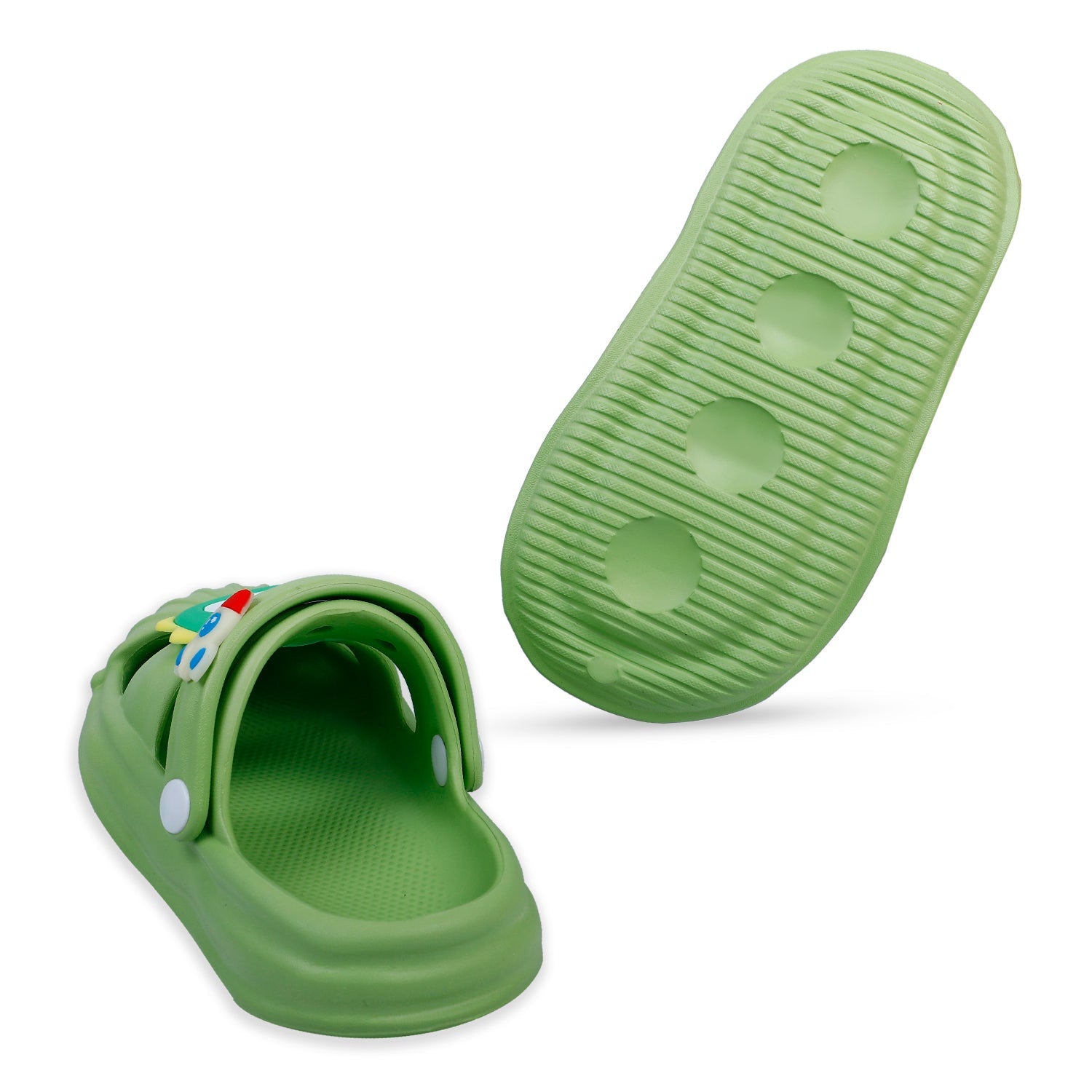 Baby Moo Crocodile Applique Waterproof Anti-Skid Sling Back Clogs - Green - Baby Moo