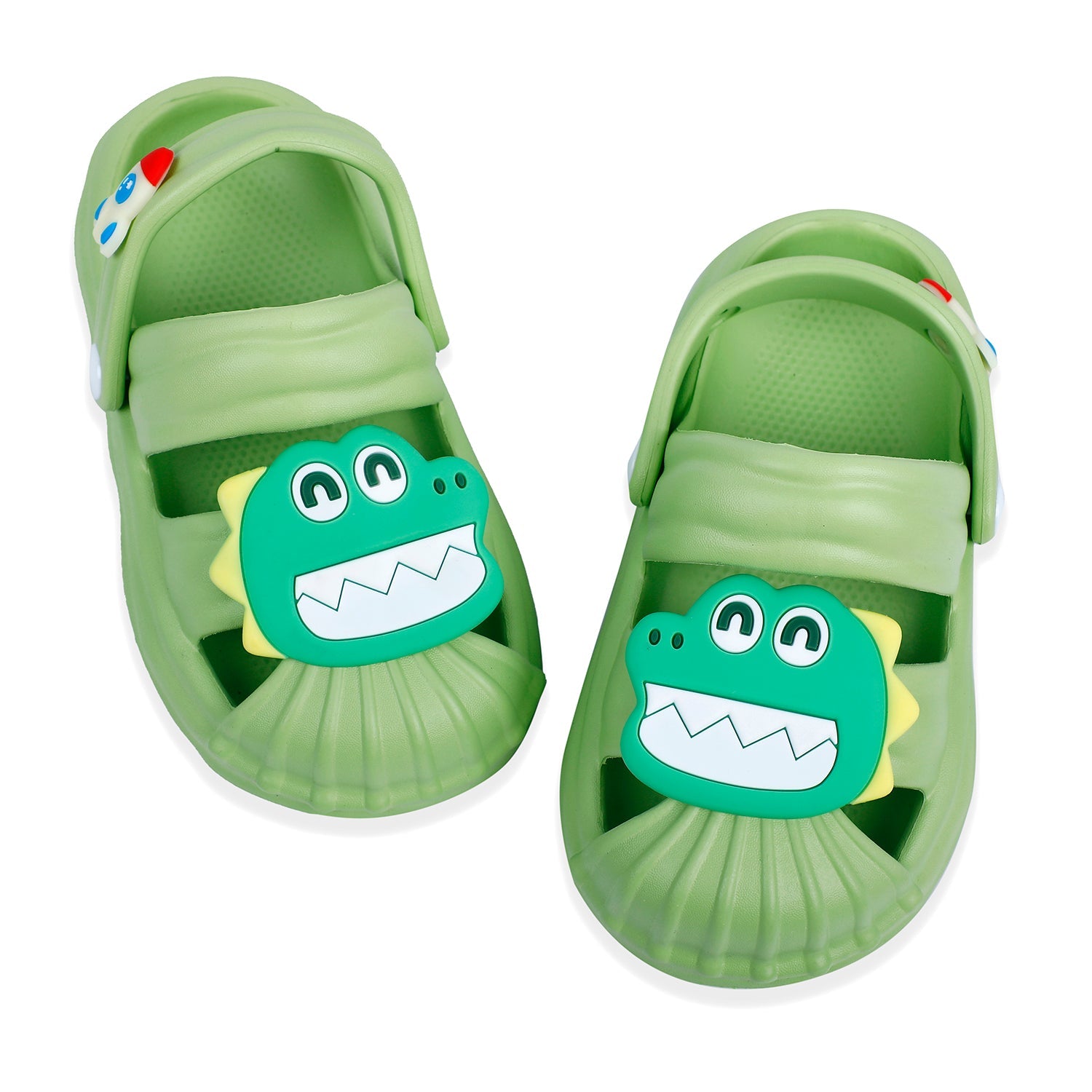 Baby Moo Crocodile Applique Waterproof Anti-Skid Sling Back Clogs - Green - Baby Moo