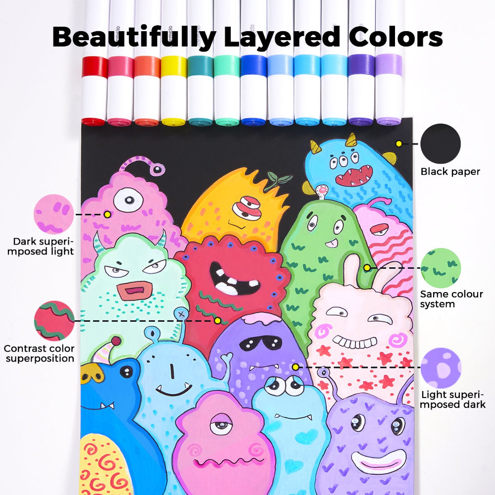 Jar Melo Acrylic Paint Markers With Bag- 36 Colors-Arts & Crafts-Jarmelo-Toycra