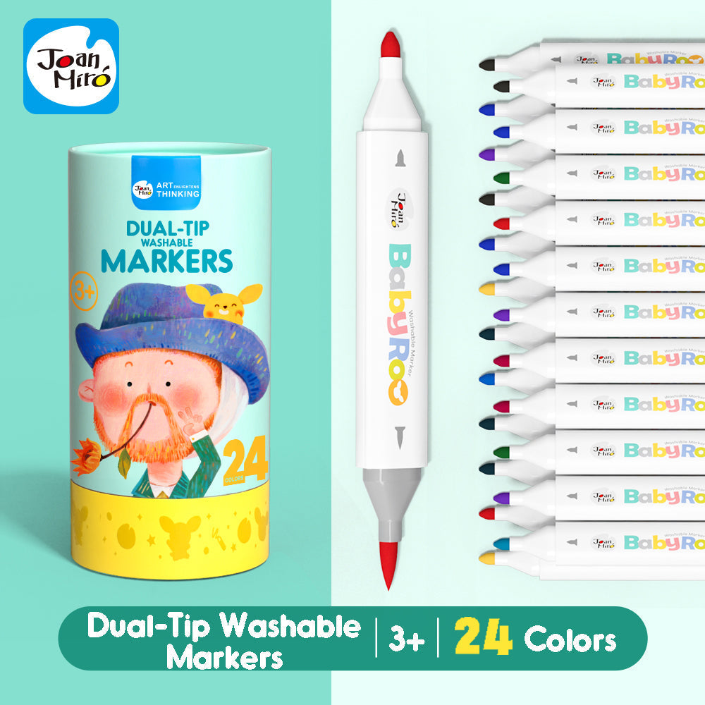 Jar Melo Dual-Tip Washable Markers: 24 Colours-Arts & Crafts-Jarmelo-Toycra