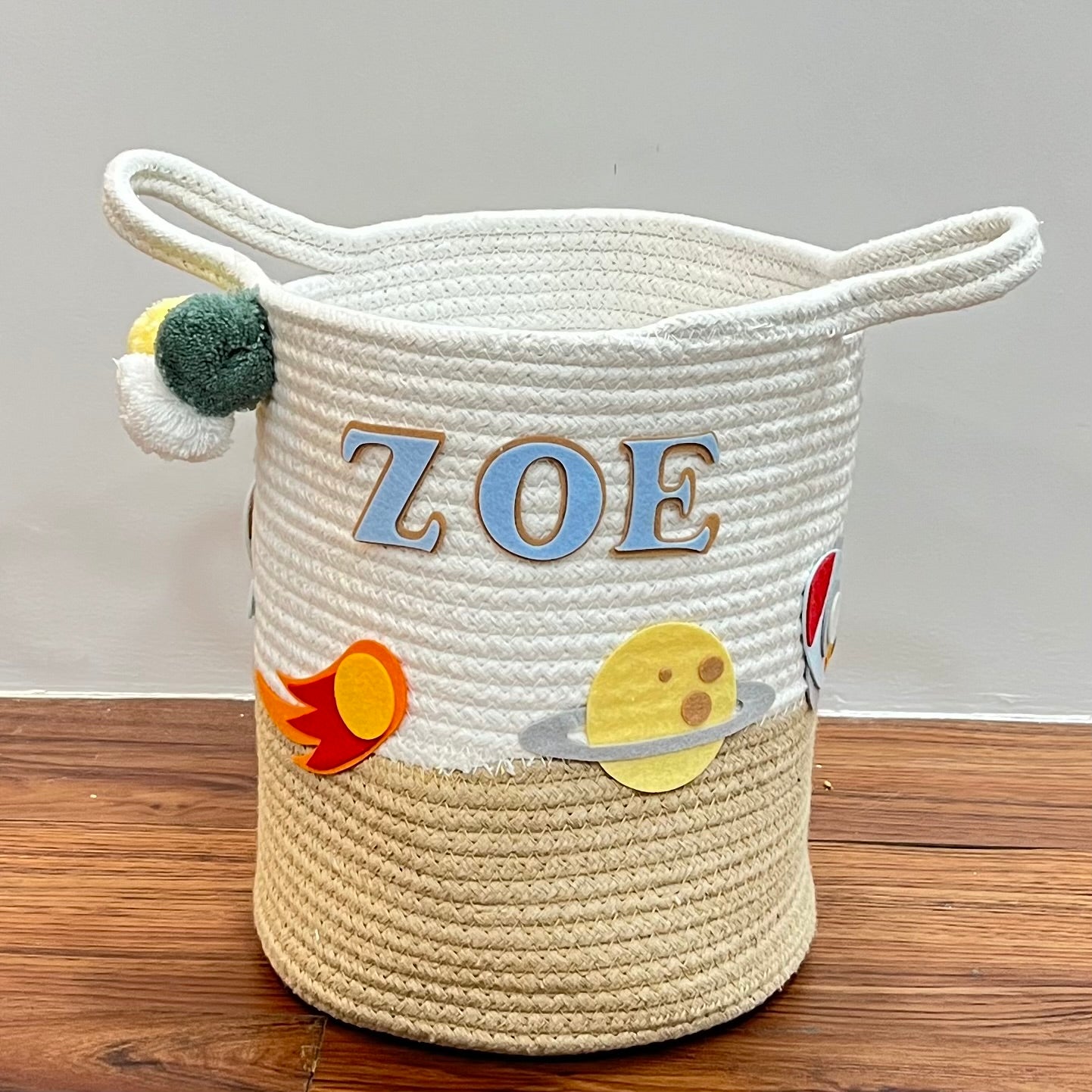 Babble Wrap Jute Cotton Storage Basket - Medium/ Large/ Set of Two - Astronaut’s Array