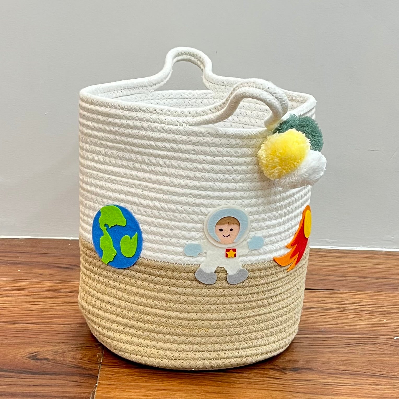 Babble Wrap Jute Cotton Storage Basket - Medium/ Large/ Set of Two - Astronaut’s Array