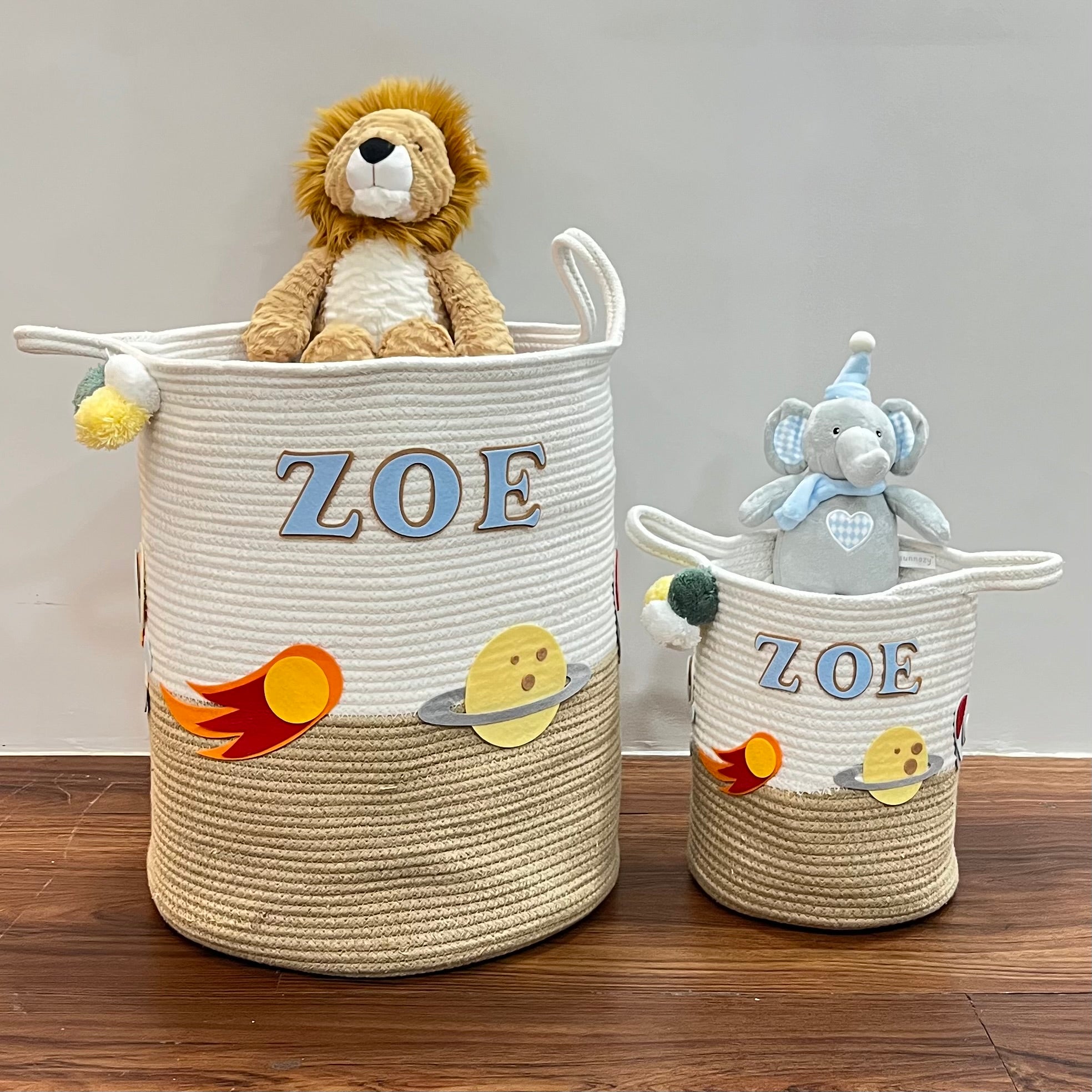 Babble Wrap Jute Cotton Storage Basket - Medium/ Large/ Set of Two - Astronaut’s Array