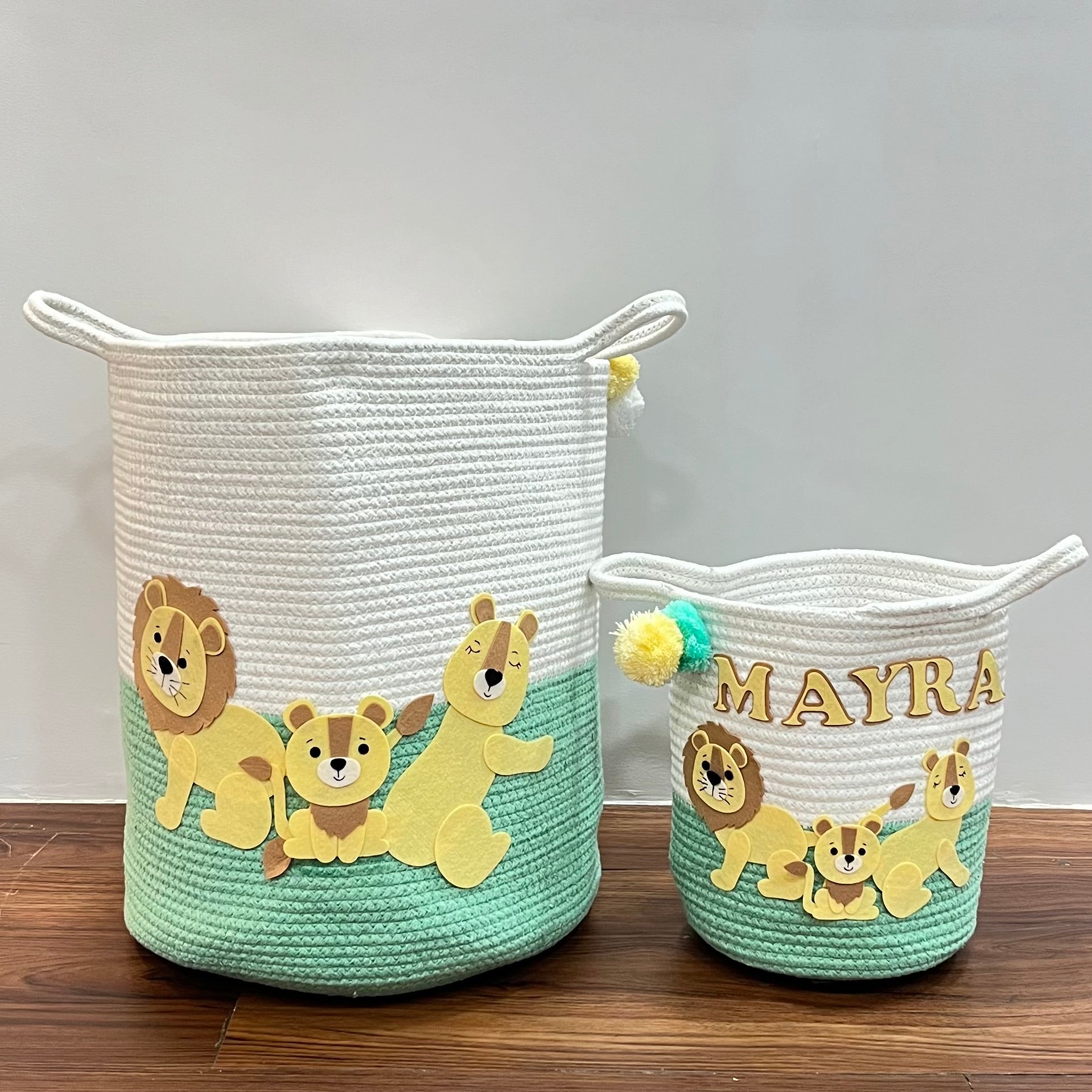 Babble Wrap Jute Cotton Storage Basket - Medium/ Large/ Set of Two - Lions Legacy