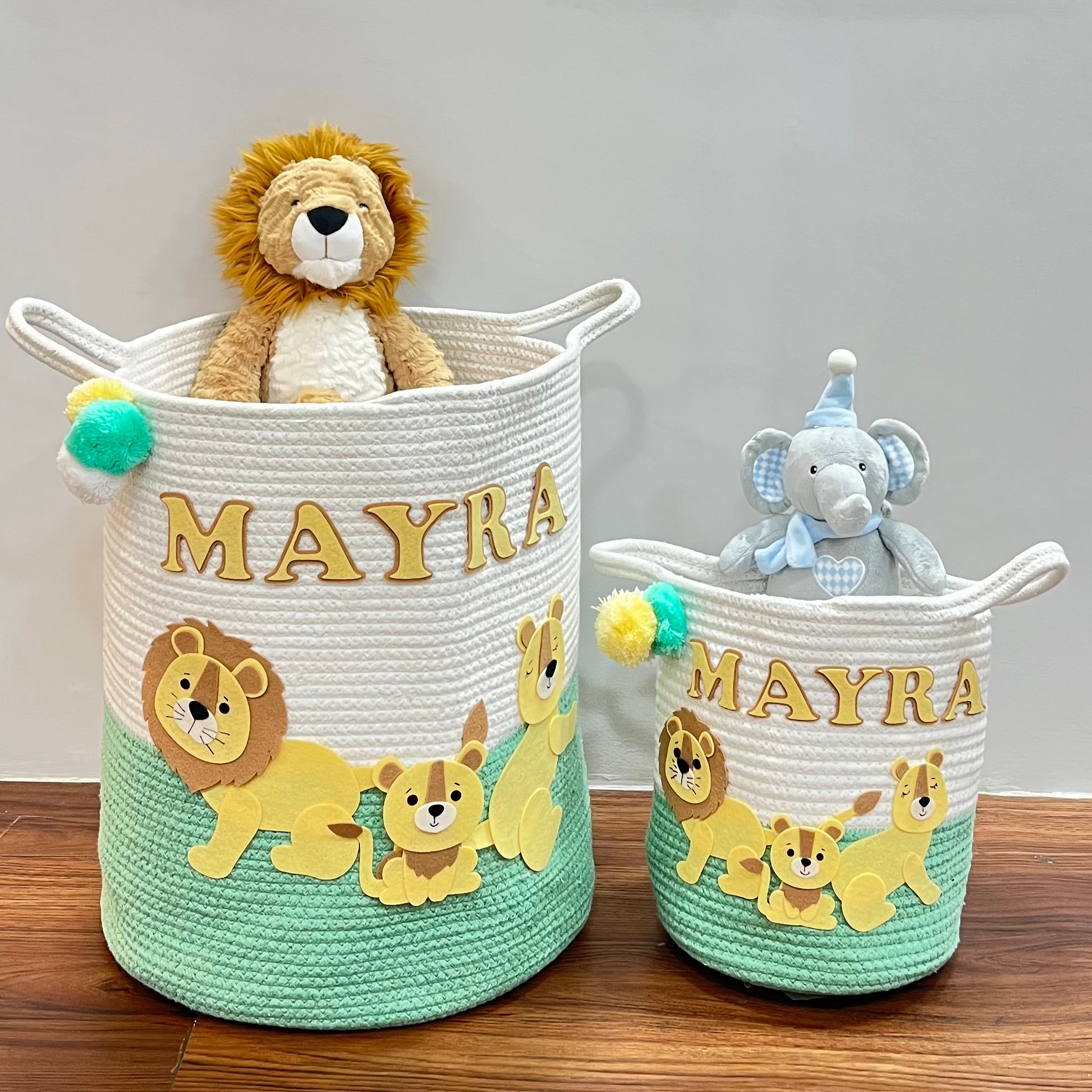 Babble Wrap Jute Cotton Storage Basket - Medium/ Large/ Set of Two - Lions Legacy