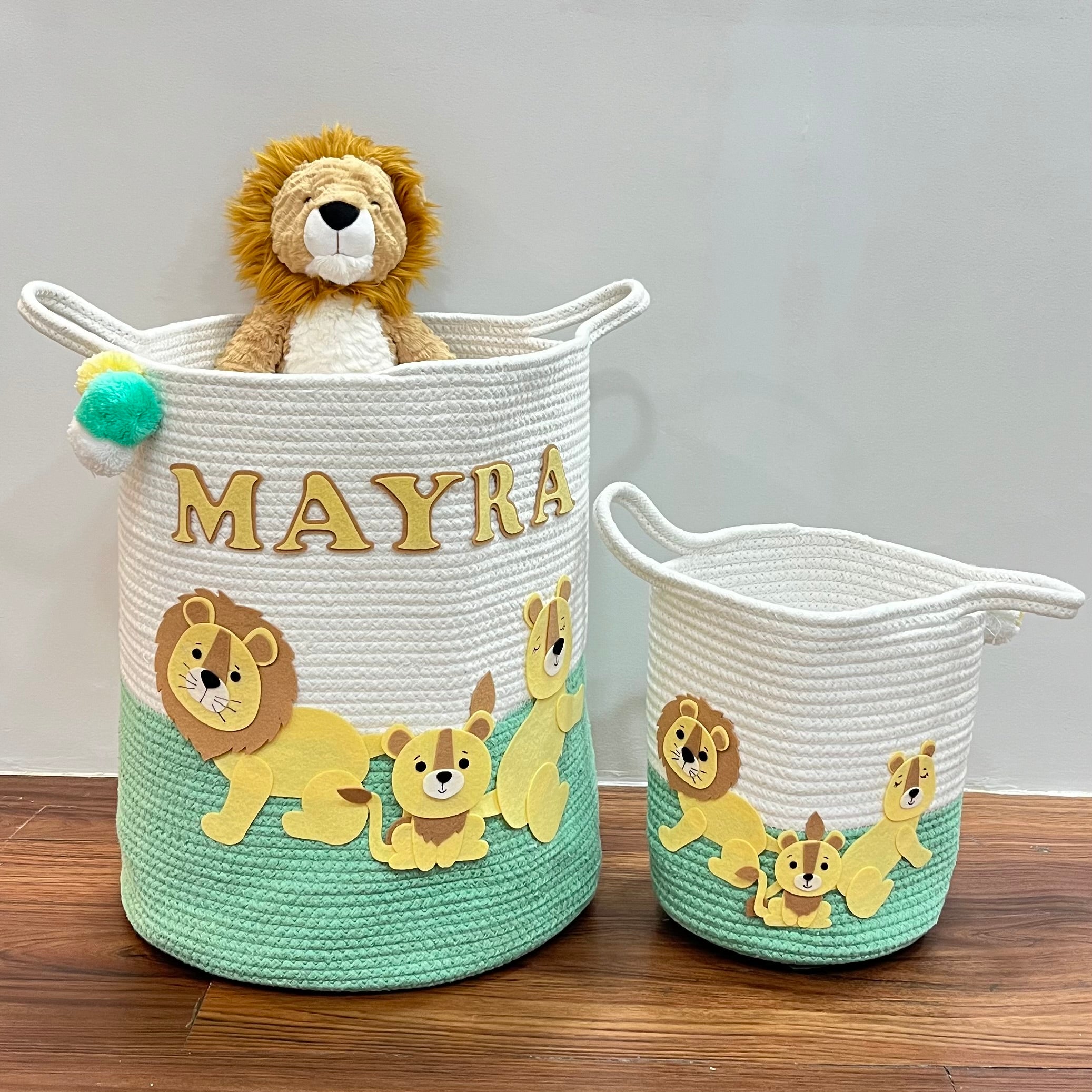 Babble Wrap Jute Cotton Storage Basket - Medium/ Large/ Set of Two - Lions Legacy