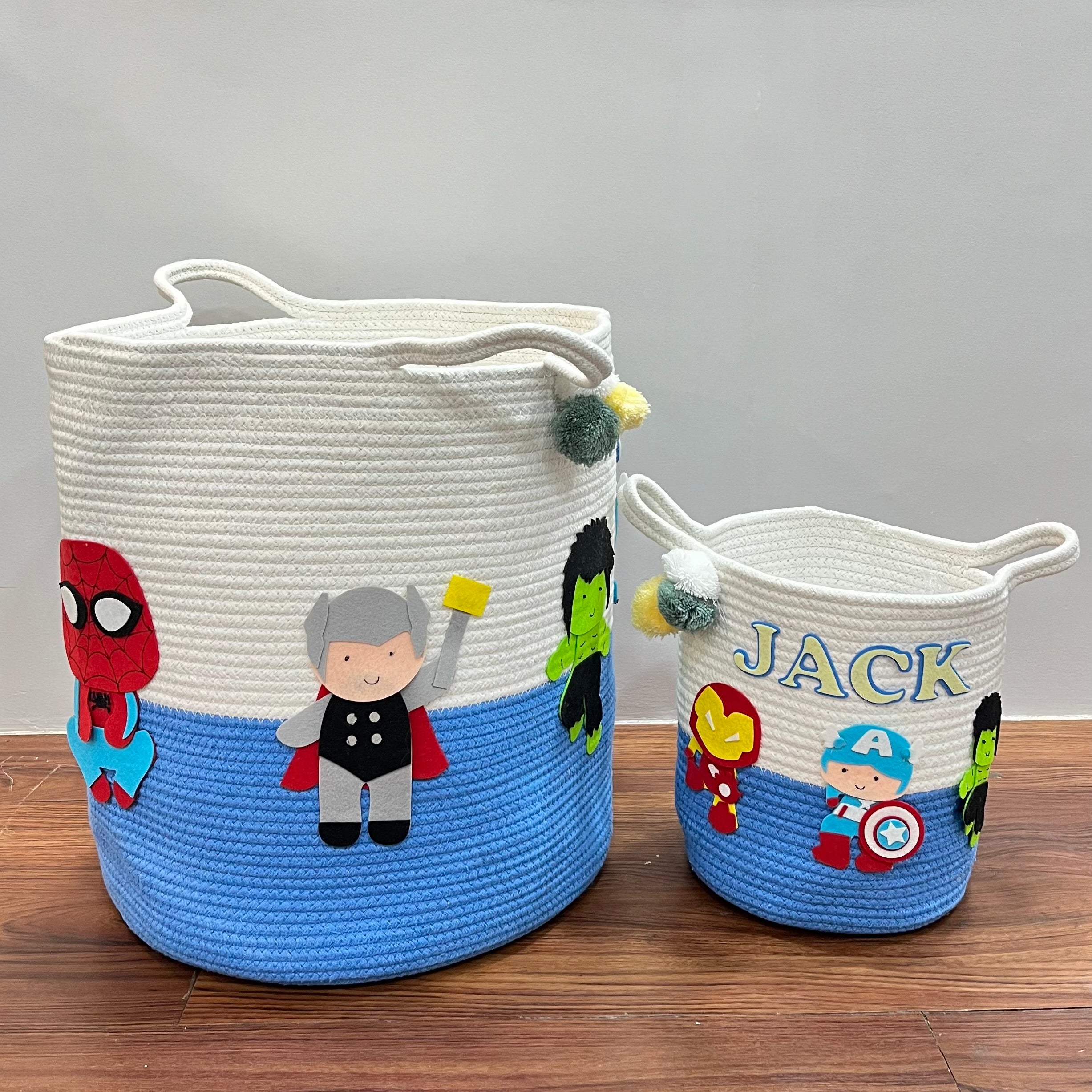 Babble Wrap Jute Cotton Storage Basket - Superhero Squad