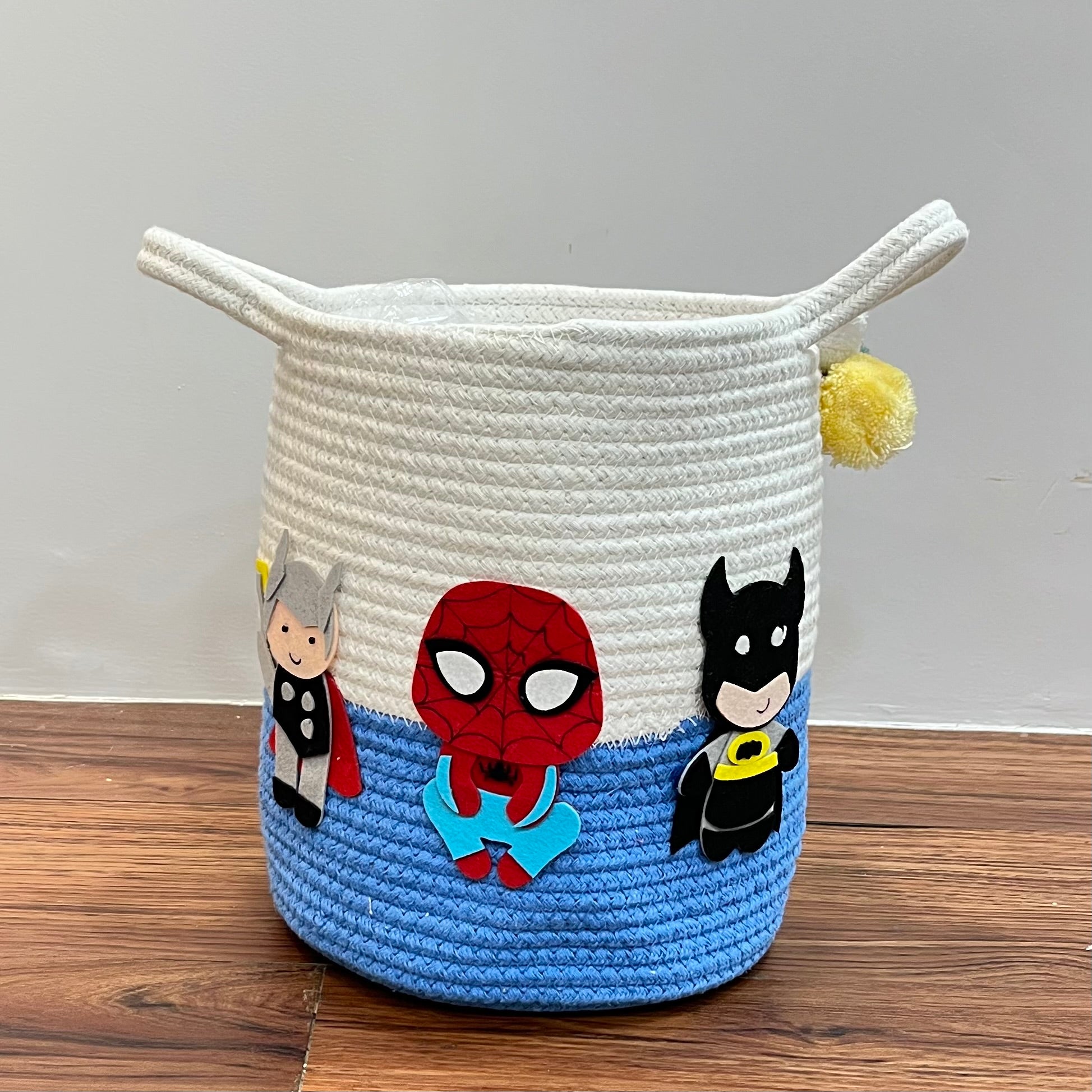 Babble Wrap Jute Cotton Storage Basket - Superhero Squad