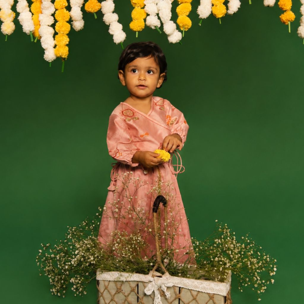 Chanderi Lehenga Set | Hand-Block Printed (Zardosi Booti Work)