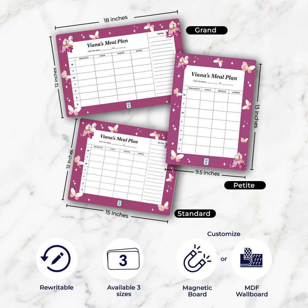 Butterfly Swan Blossom Kids Meal Planner