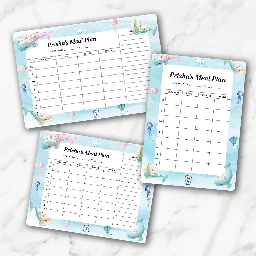 Floral Whales Kids Meal Planner