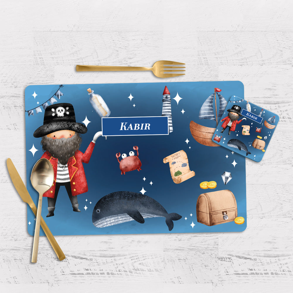 Treasure Island Tableware Set (kids) (4 Placemats & 4 Casters)