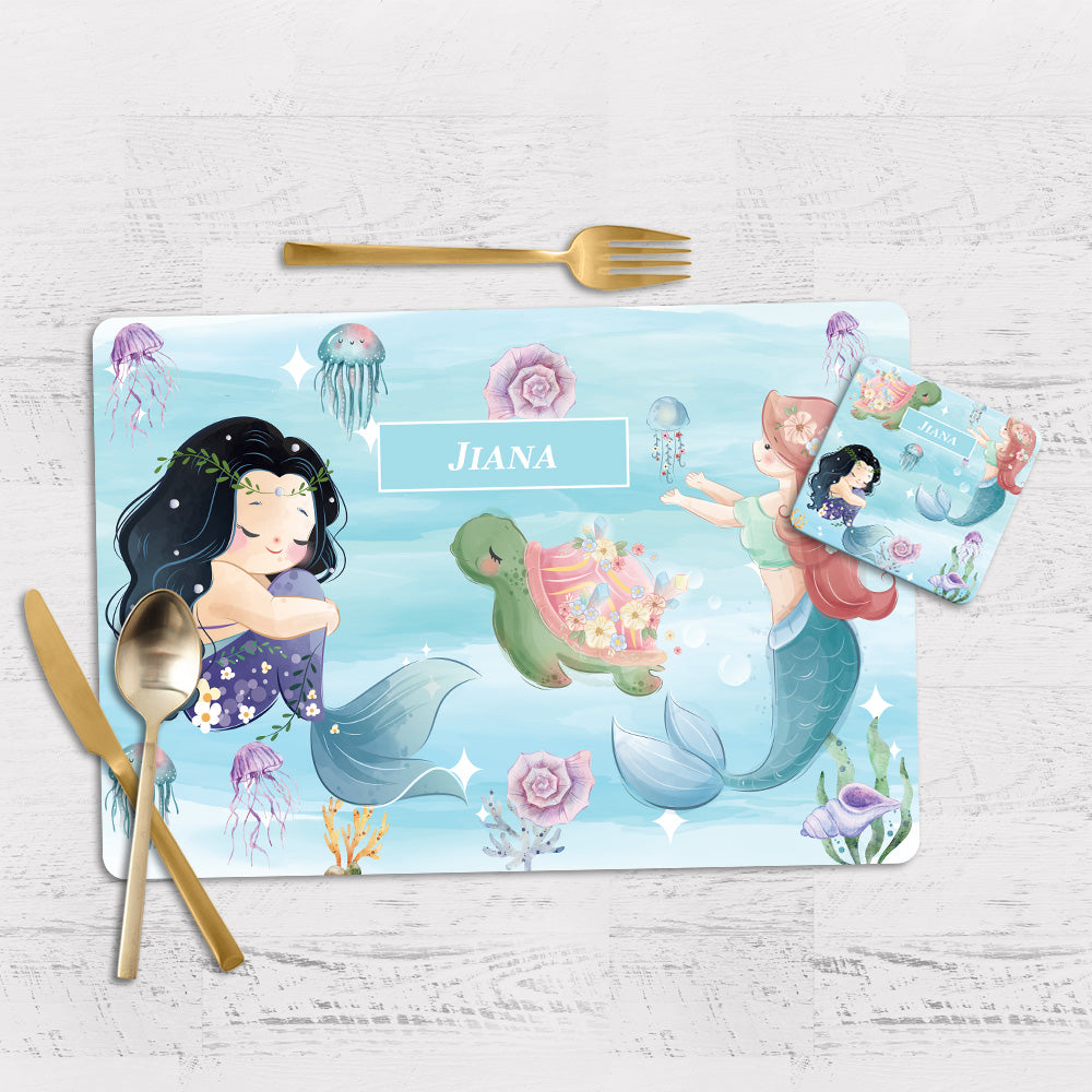 Mermaid Magic Tableware Set (kids) (4 Placemats & 4 Casters)