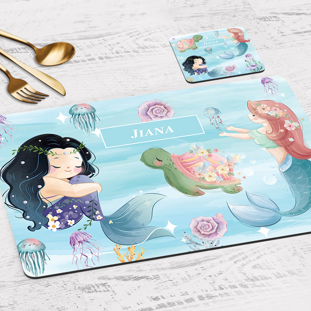 Mermaid Magic Tableware Set (kids) (4 Placemats & 4 Casters)