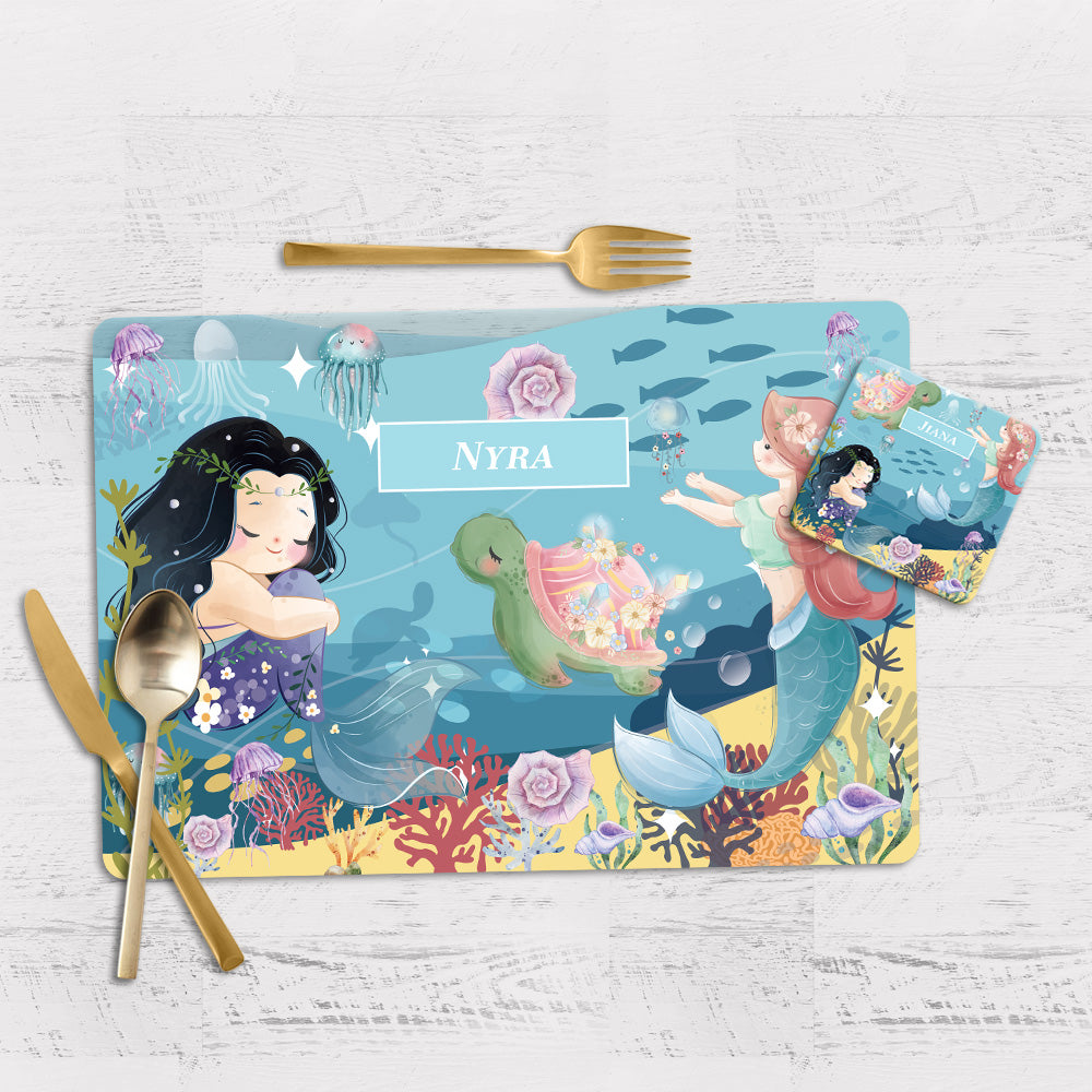 Mermaid Magic Tableware Set (kids) (4 Placemats & 4 Casters)