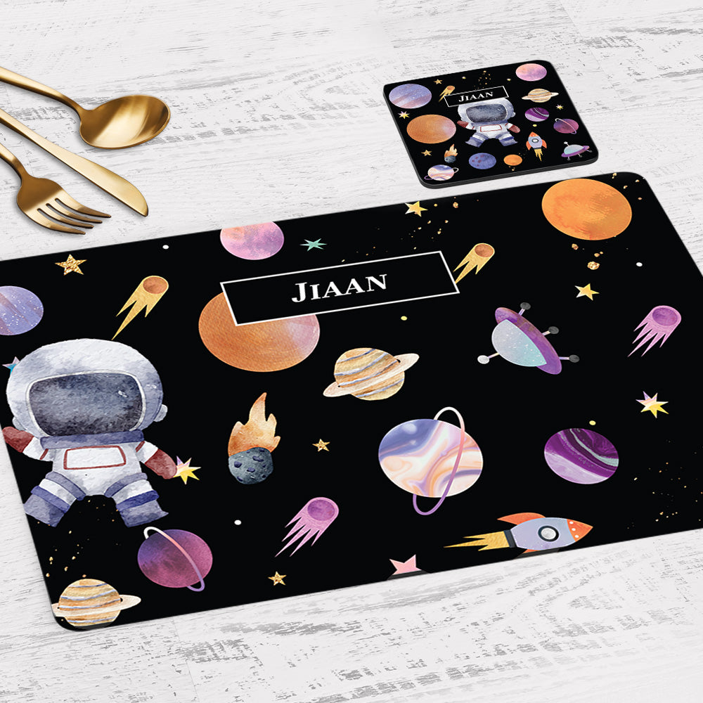 Lil Astronaut Tableware Set (kids) (4 Placemats & 4 Casters)