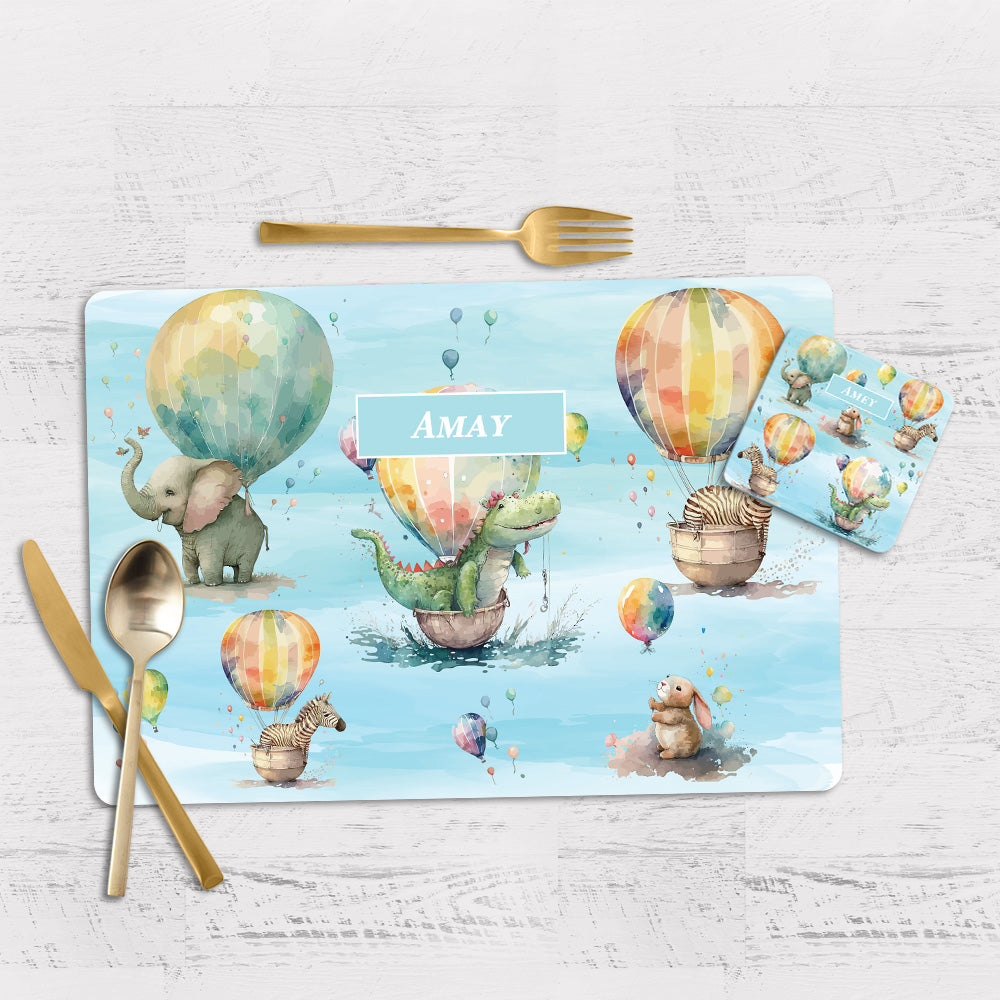 Balloon Safari Tableware Set (kids) (4 Placemats & 4 Casters)