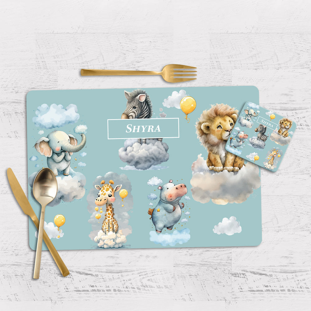 Lofty Animals Tableware Set (kids) (4 Placemats & 4 Casters)