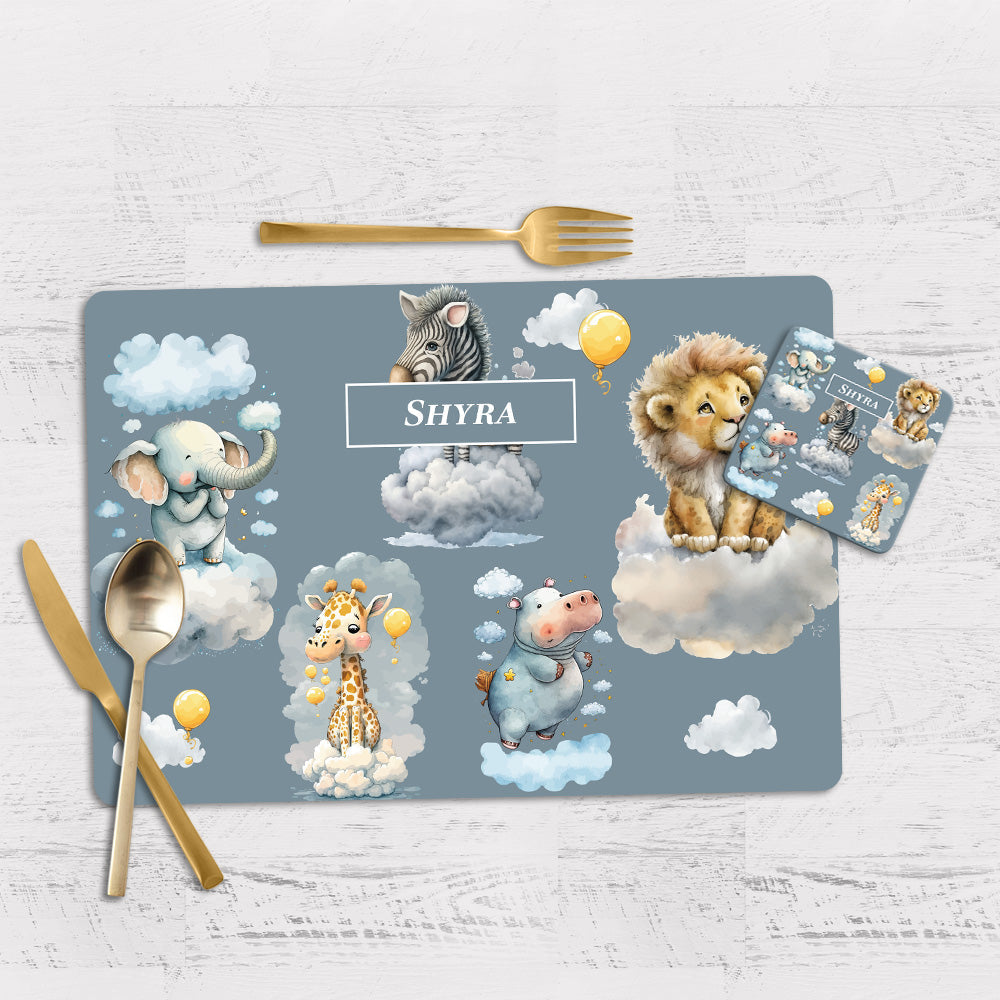 Lofty Animals Tableware Set (kids) (4 Placemats & 4 Casters)