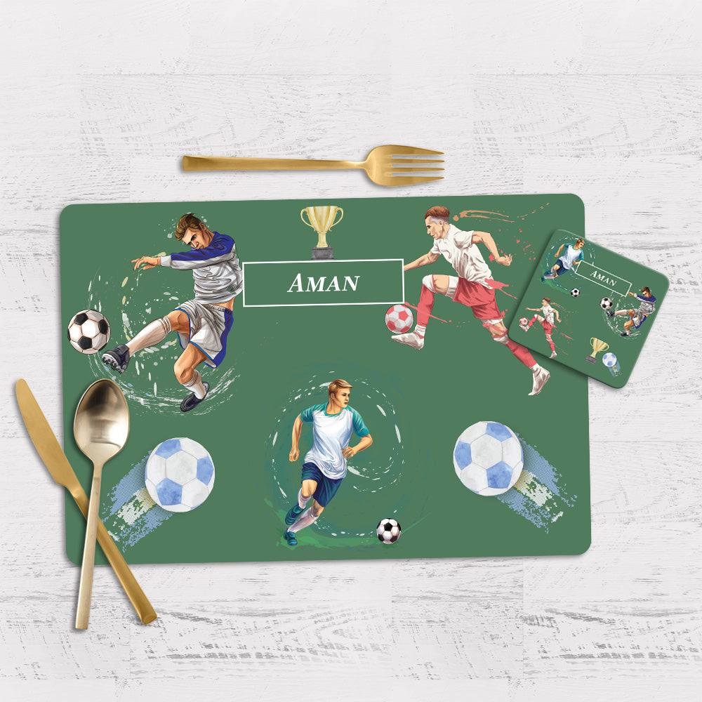 Football Fever Tableware Set (kids) (4 Placemats & 4 Casters)