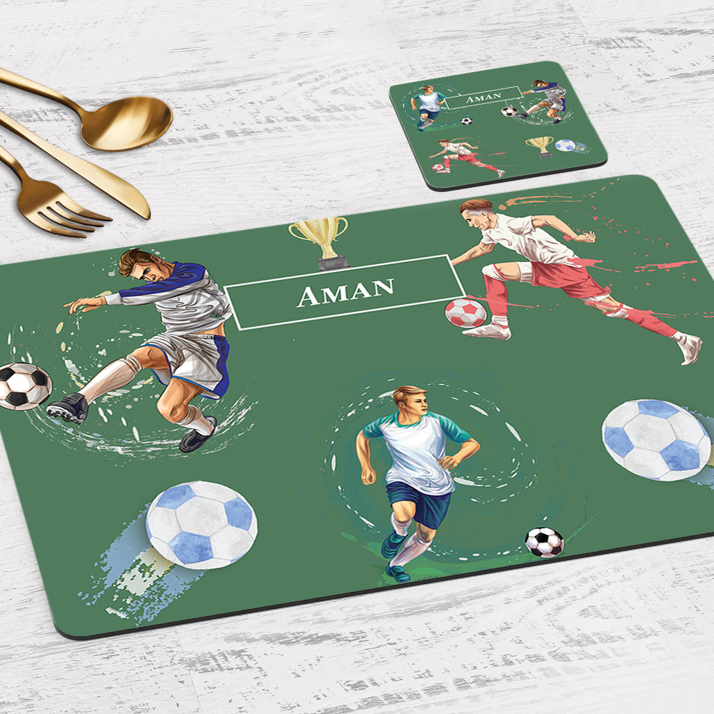 Football Fever Tableware Set (kids) (4 Placemats & 4 Casters)