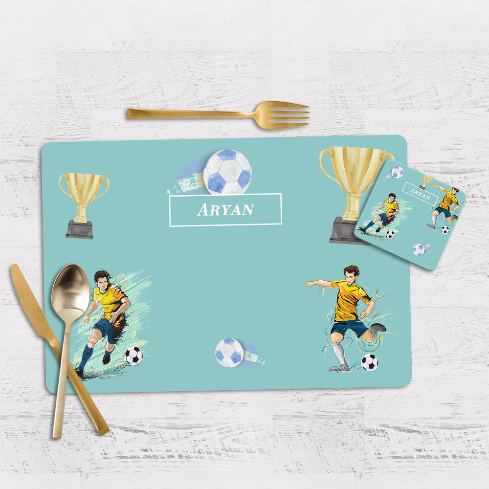 Football Fever Tableware Set (kids) (4 Placemats & 4 Casters)