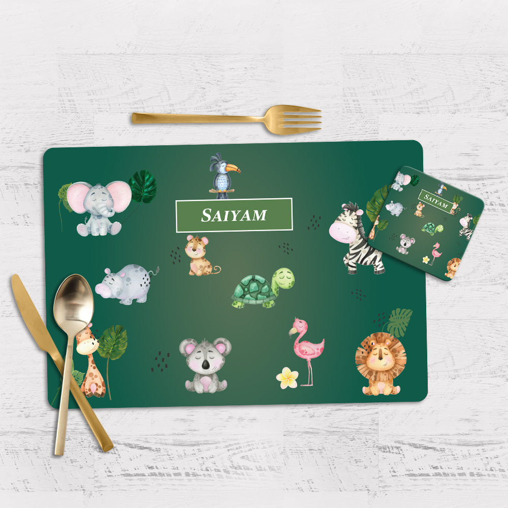 Jungle Friends Tableware Set (kids) (4 Placemats & 4 Casters)