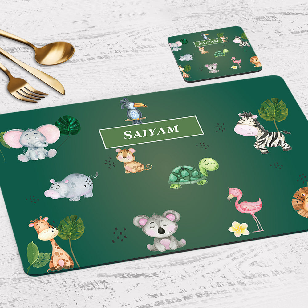 Jungle Friends Tableware Set (kids) (4 Placemats & 4 Casters)