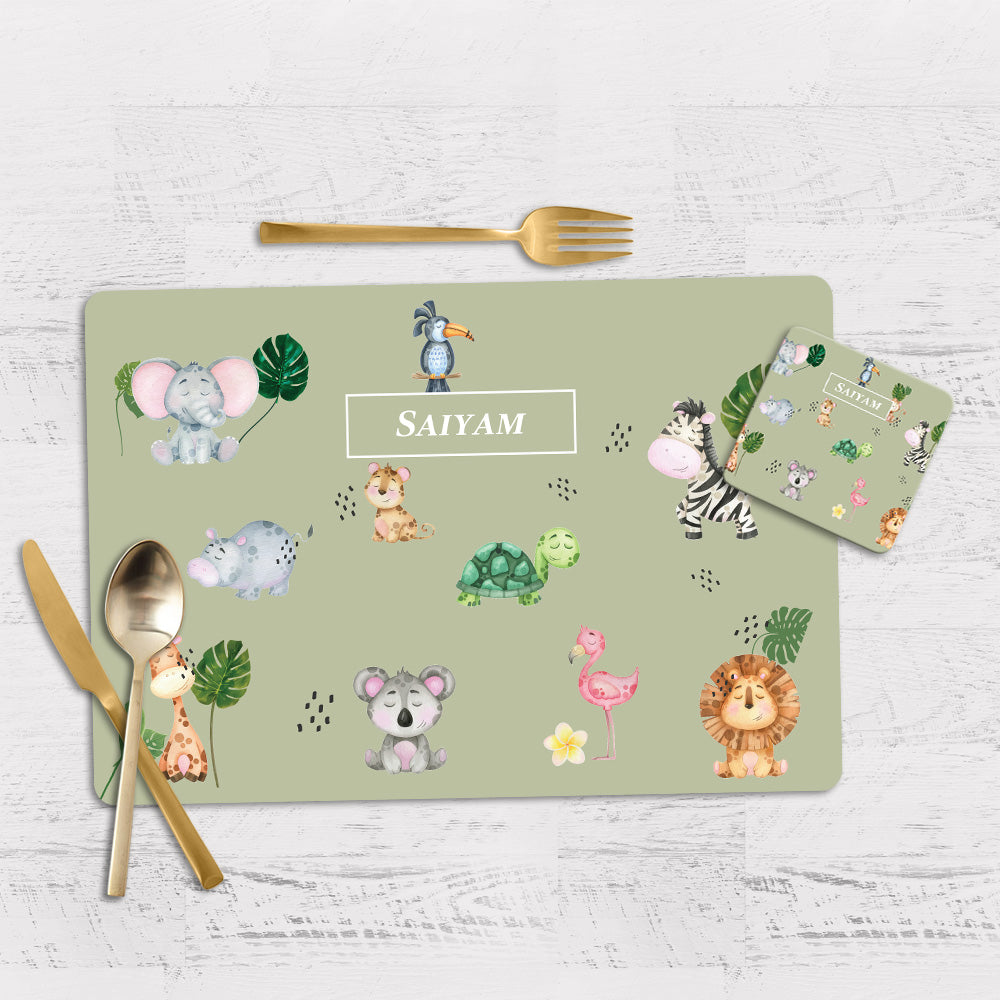 Jungle Friends Tableware Set (kids) (4 Placemats & 4 Casters)