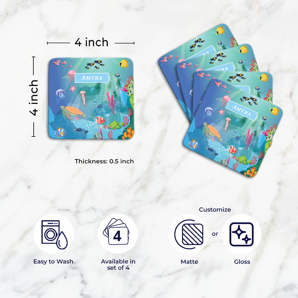 Ocean Bed Tableware Set (kids) (4 Placemats & 4 Casters)