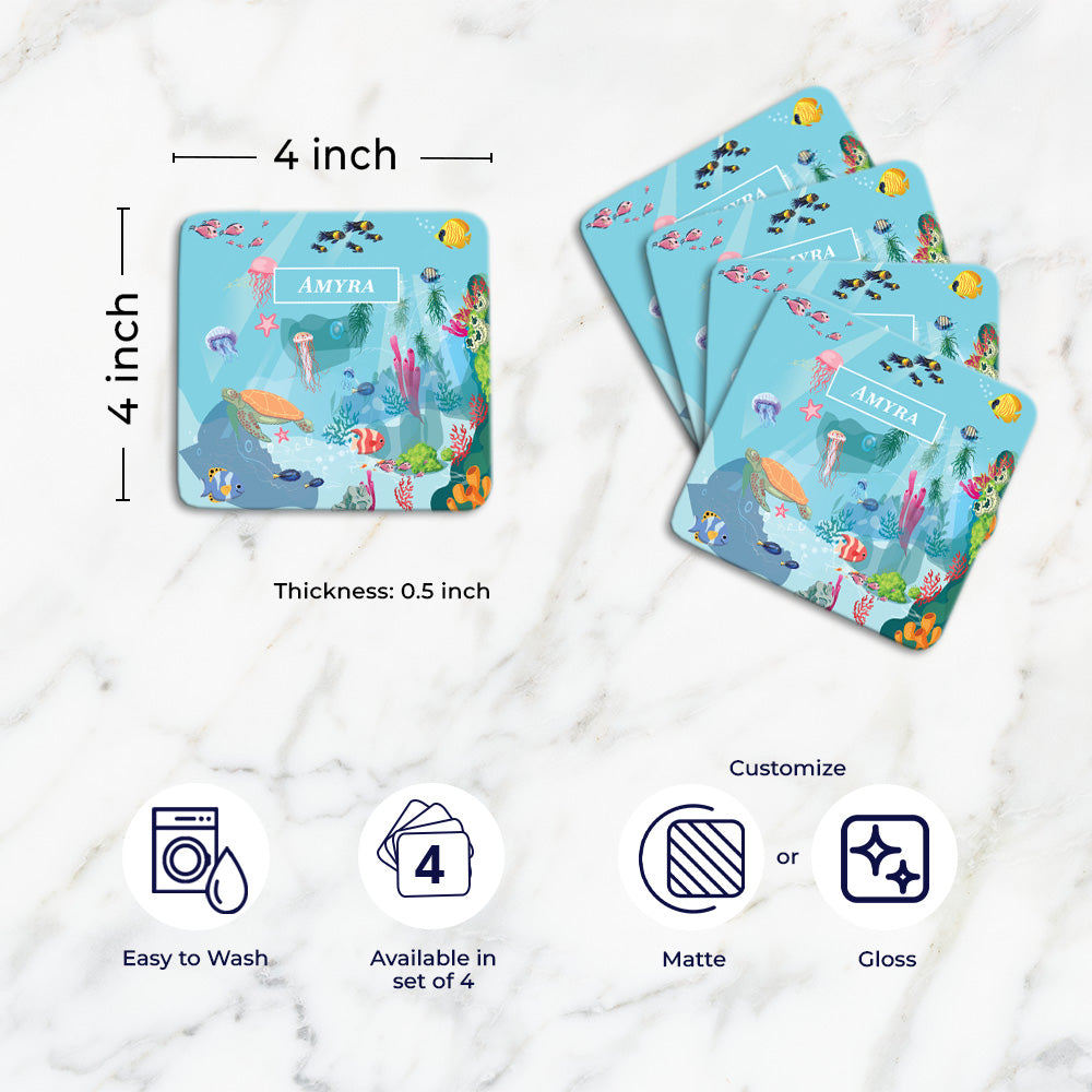 Ocean Bed Tableware Set (kids) (4 Placemats & 4 Casters)