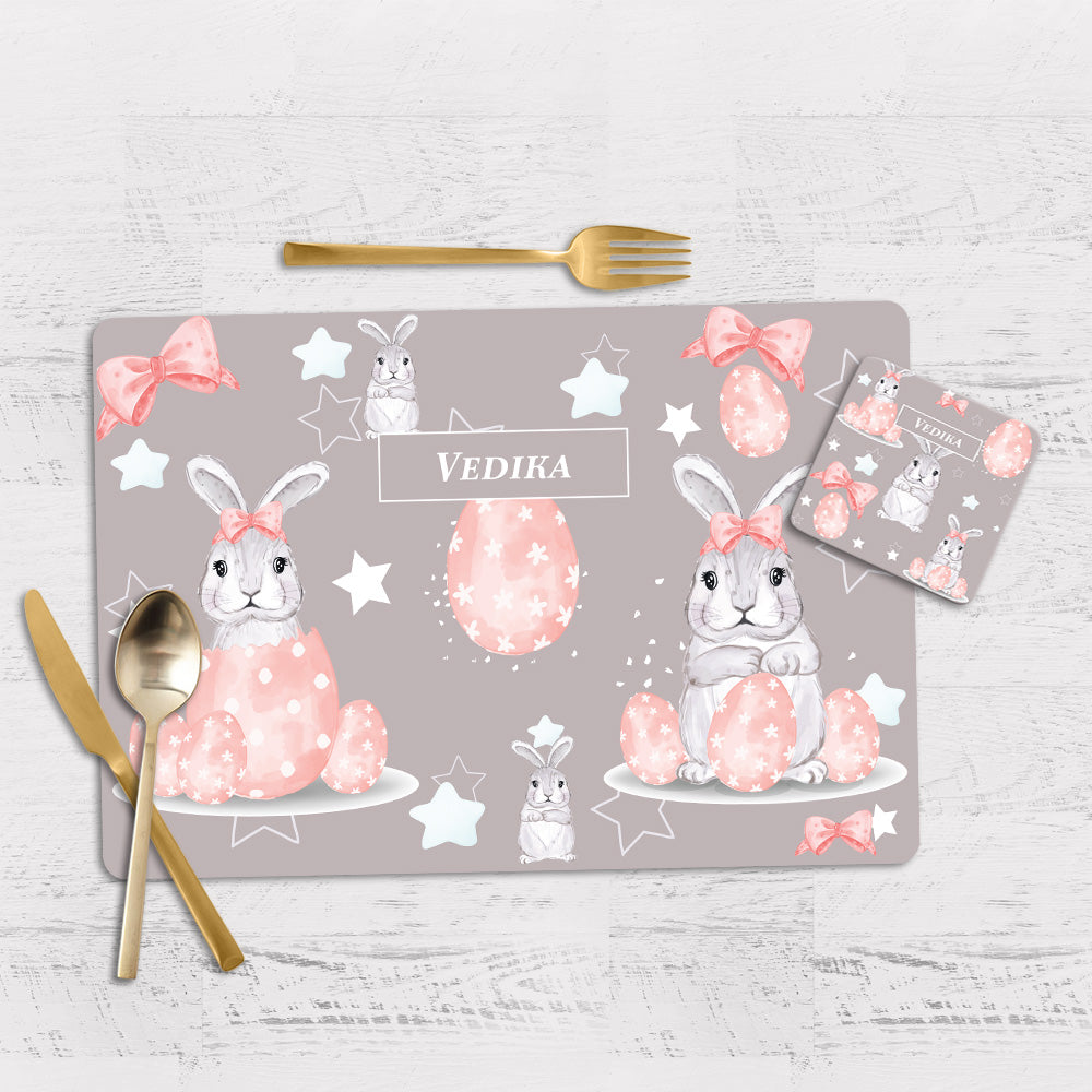 Easter Bunnies Tableware Set (kids) (4 Placemats & 4 Casters)