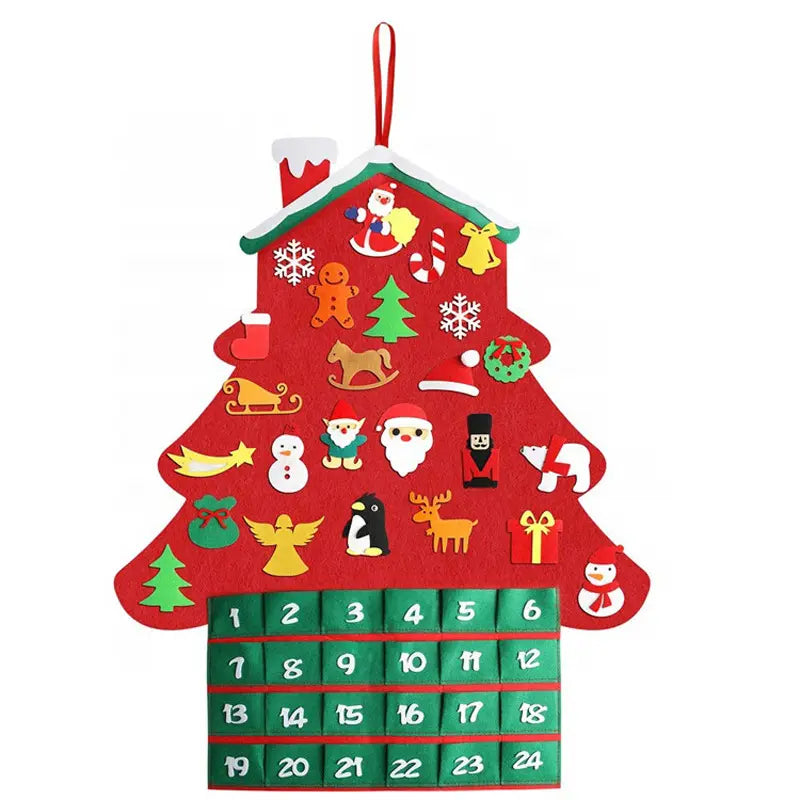 36" Felt DIY Cottage Advent Calendar With 25 Ornaments