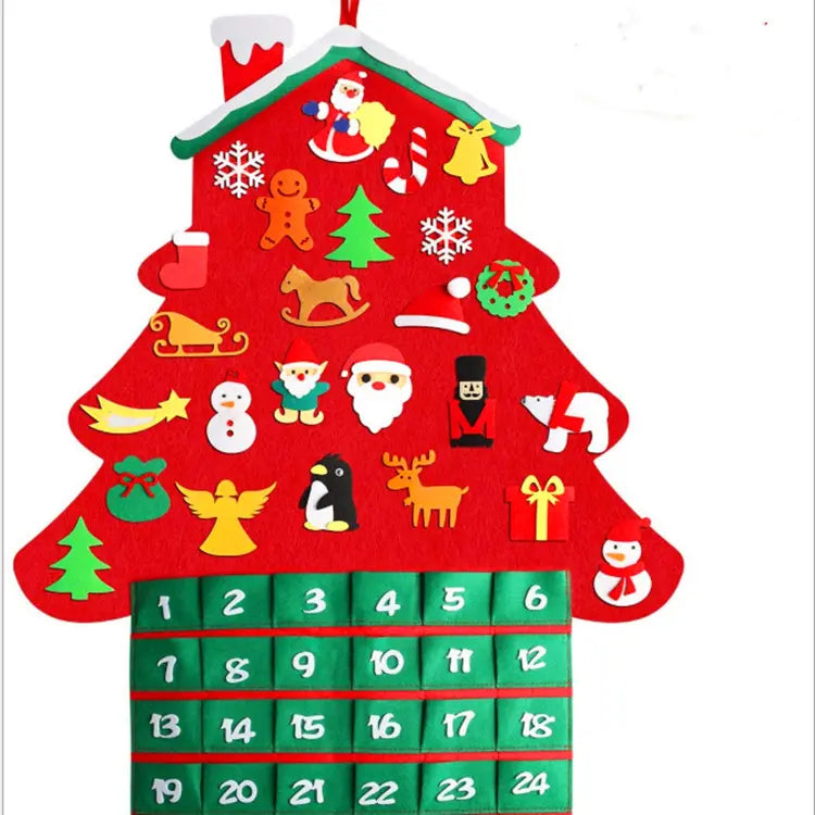 36" Felt DIY Cottage Advent Calendar With 25 Ornaments