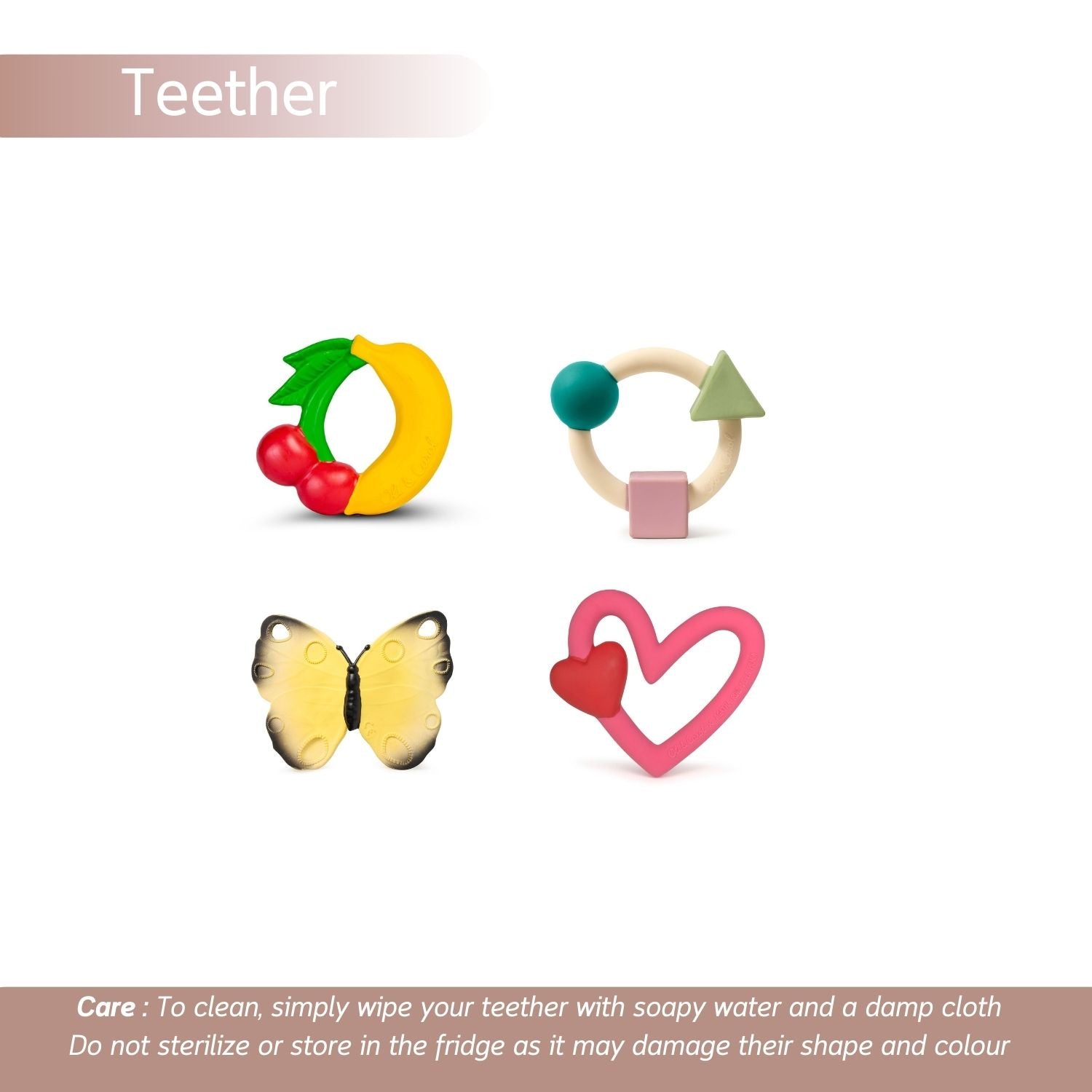 Oli & Carol Shapes Teething Ring Soft Colors Baby