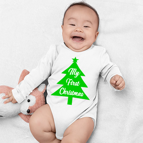 My Green Christmas Tree White Onesies / Full Romper / Tshirt